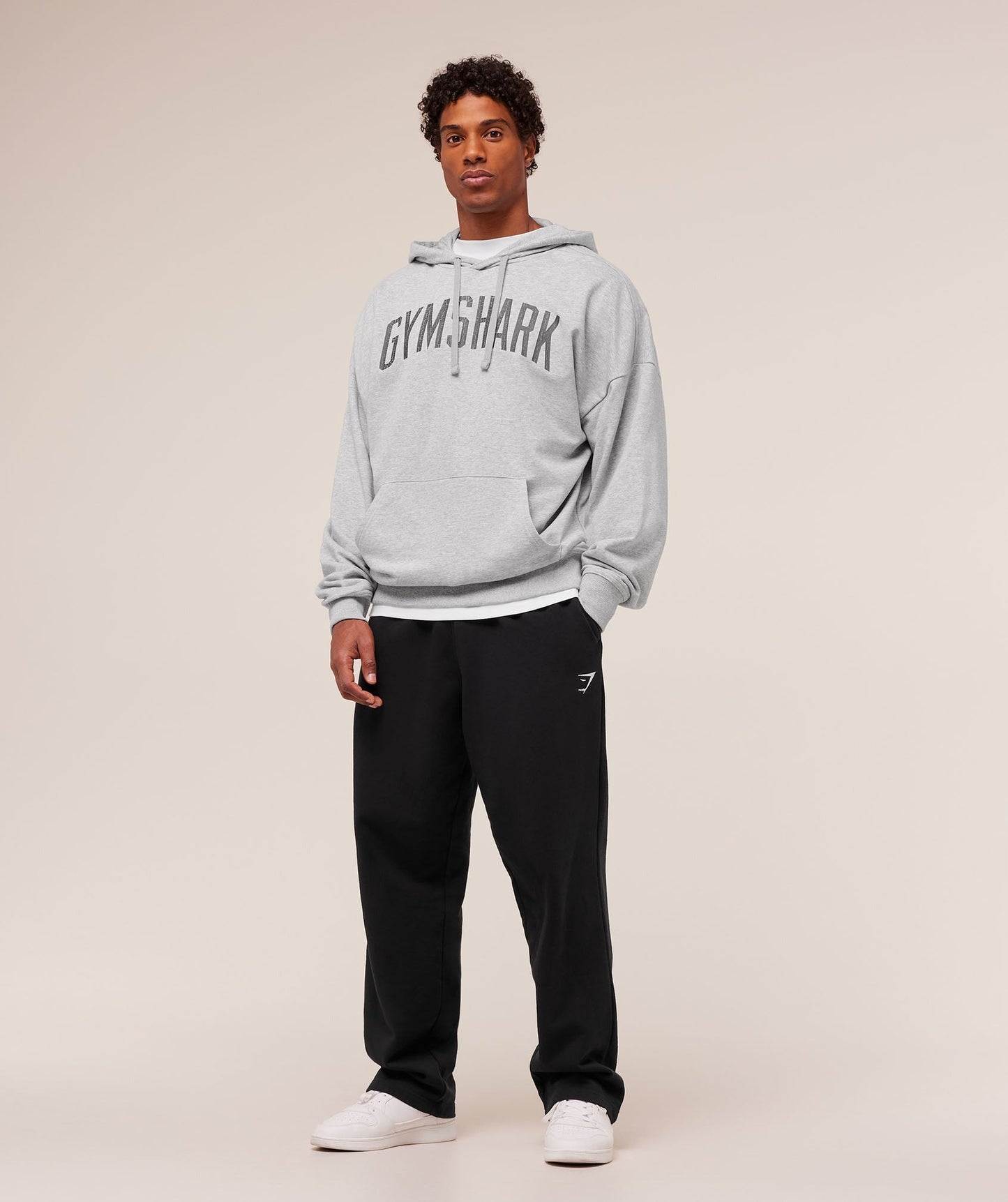 Gymshark Worn Graphic Hoodie - Light Grey Core Marl