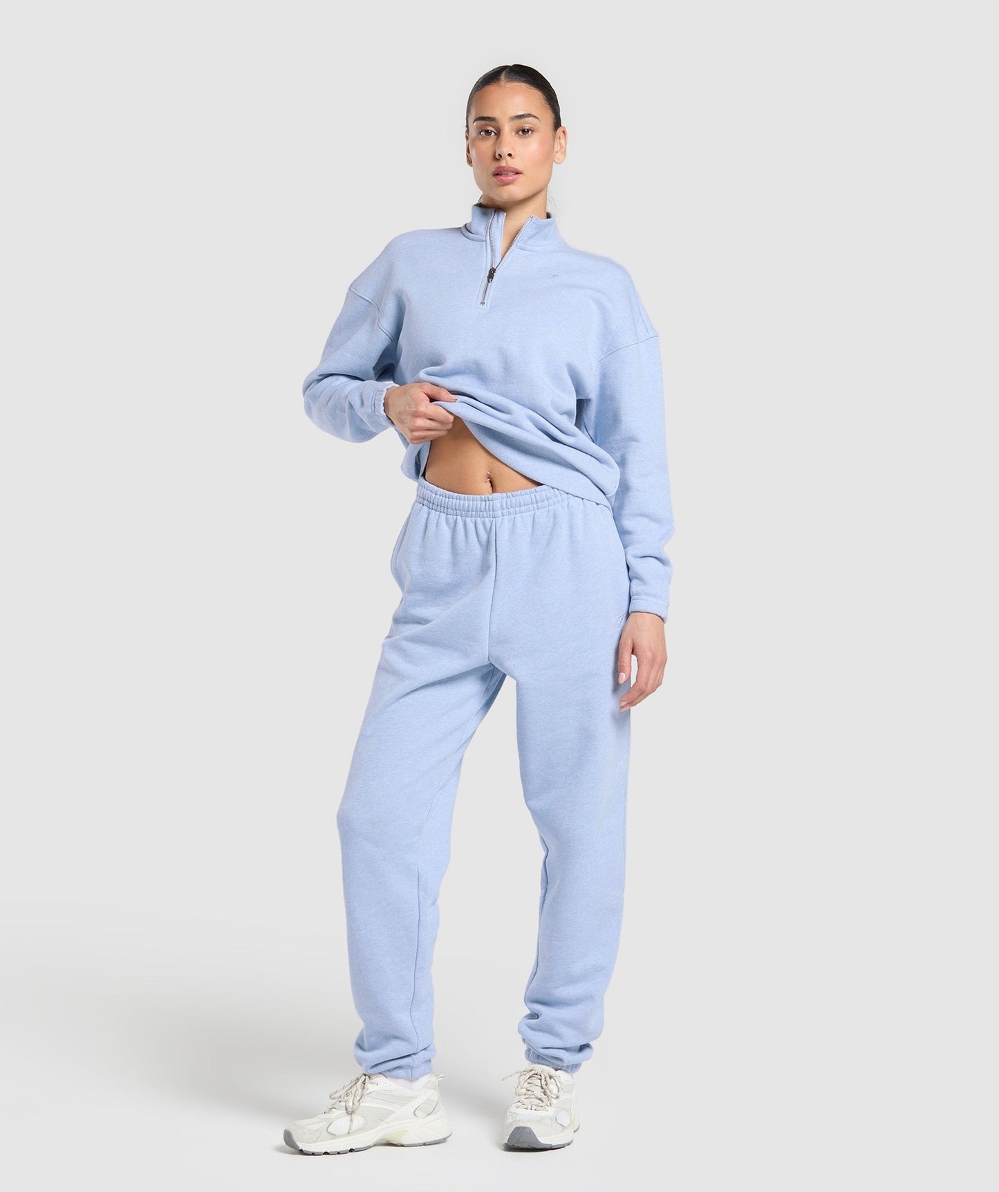 Gymshark Rest Day Sweats 2.0 1/4 Zip Pullover - Blue Marl