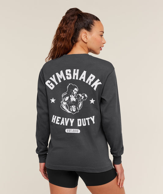 Gymshark Heavy Duty Oversized Long Sleeve T-Shirt - Onyx Grey