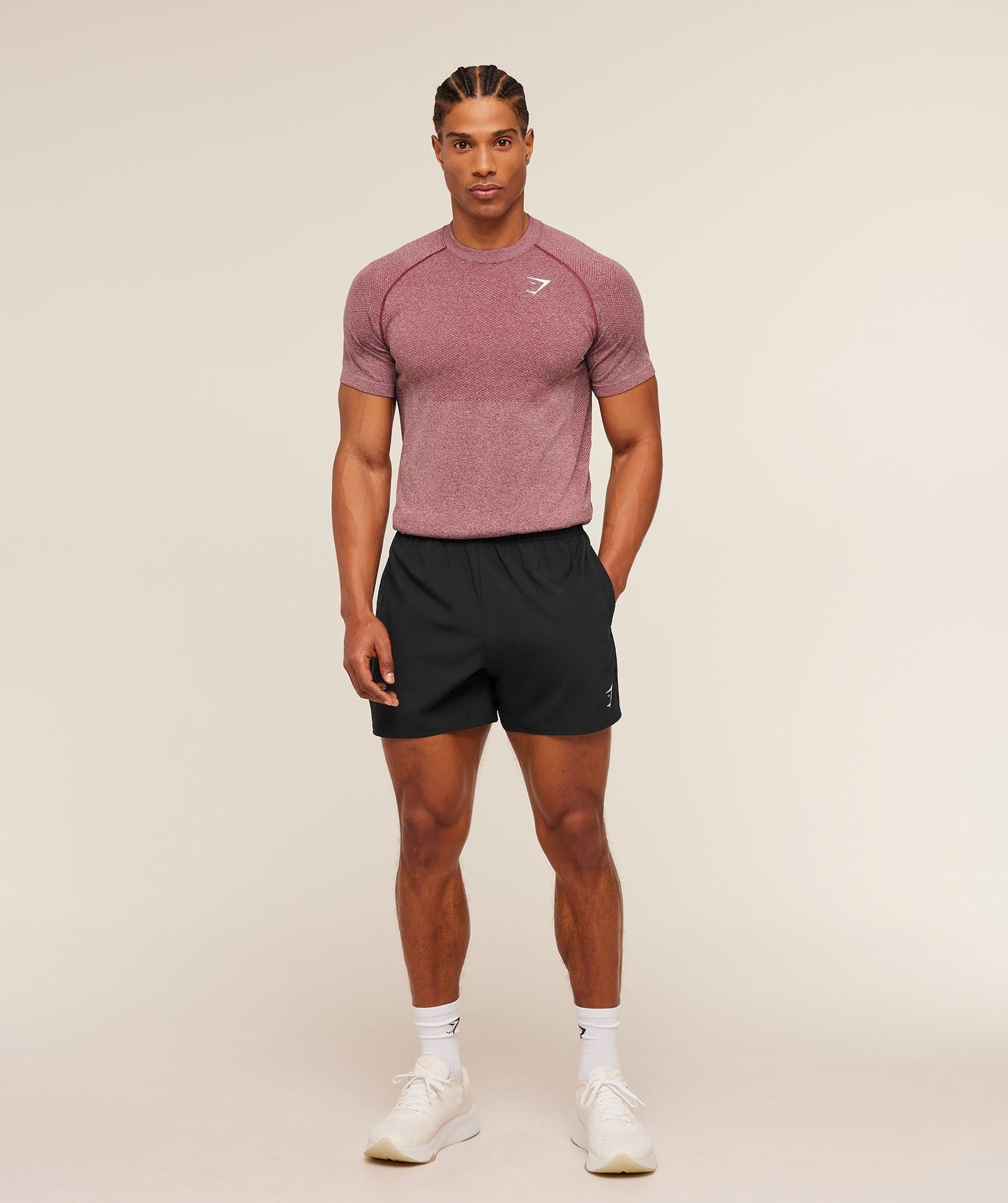 Gymshark Vital Seamless T-Shirt - White/Port