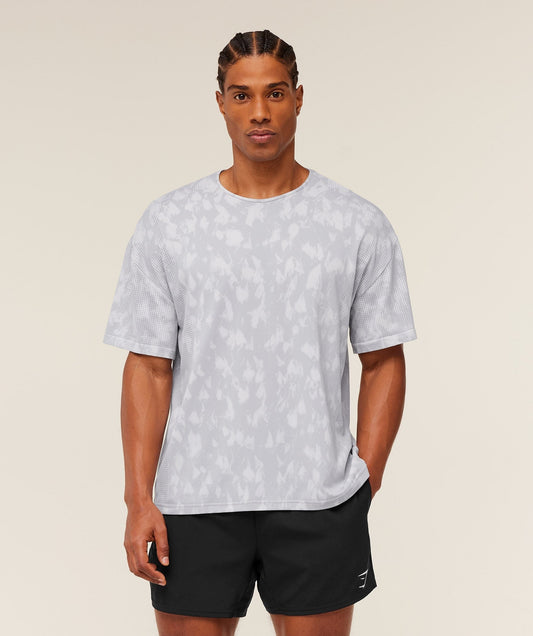 Gymshark Distance Seamless T-Shirt - Light Grey / Light Grey / ACID WASH