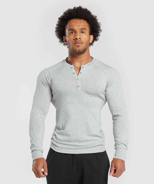 Gymshark Rest Day Essentials Henley - Light Grey Core Marl