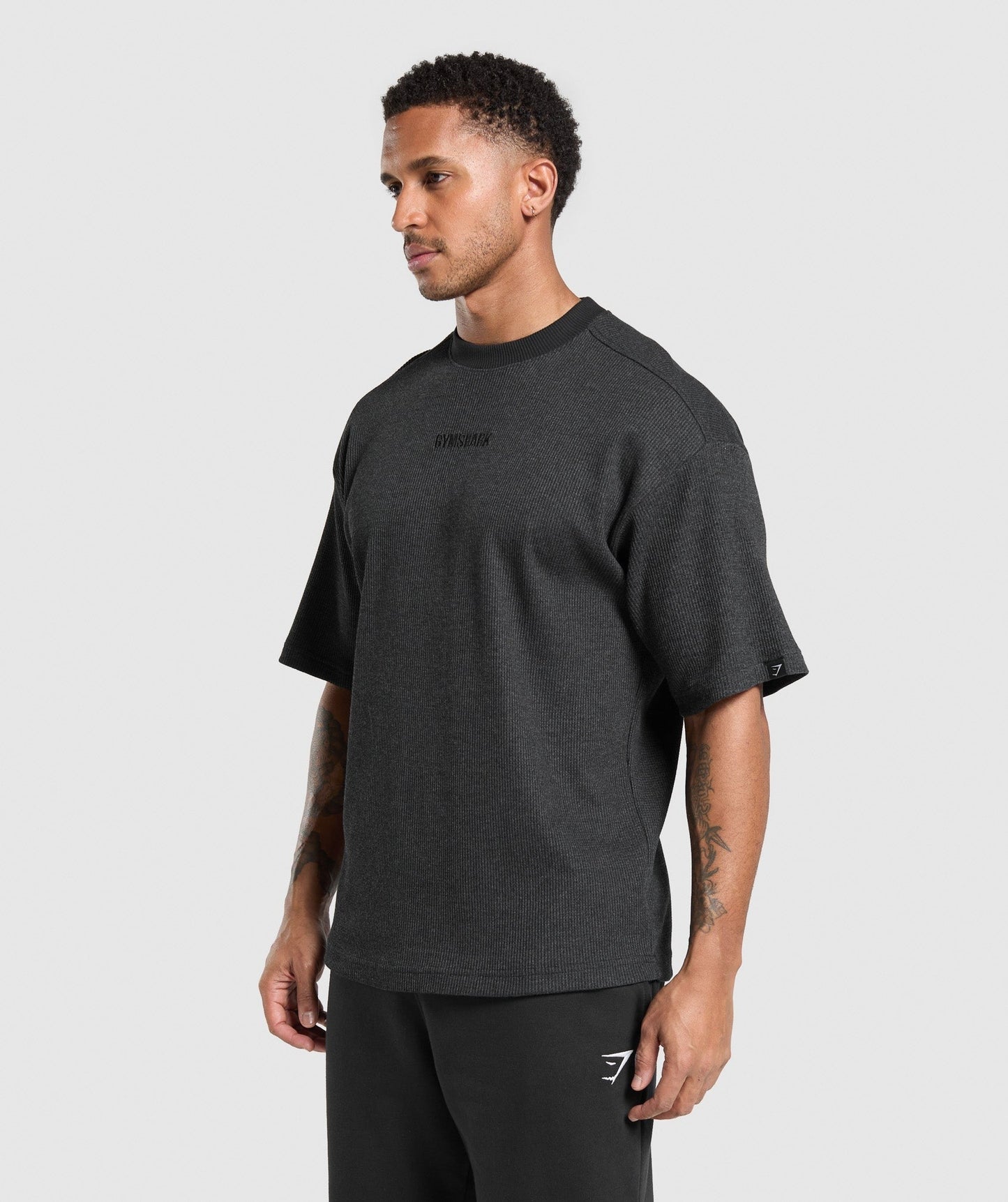 Gymshark Waffle Oversized T-Shirt - Black