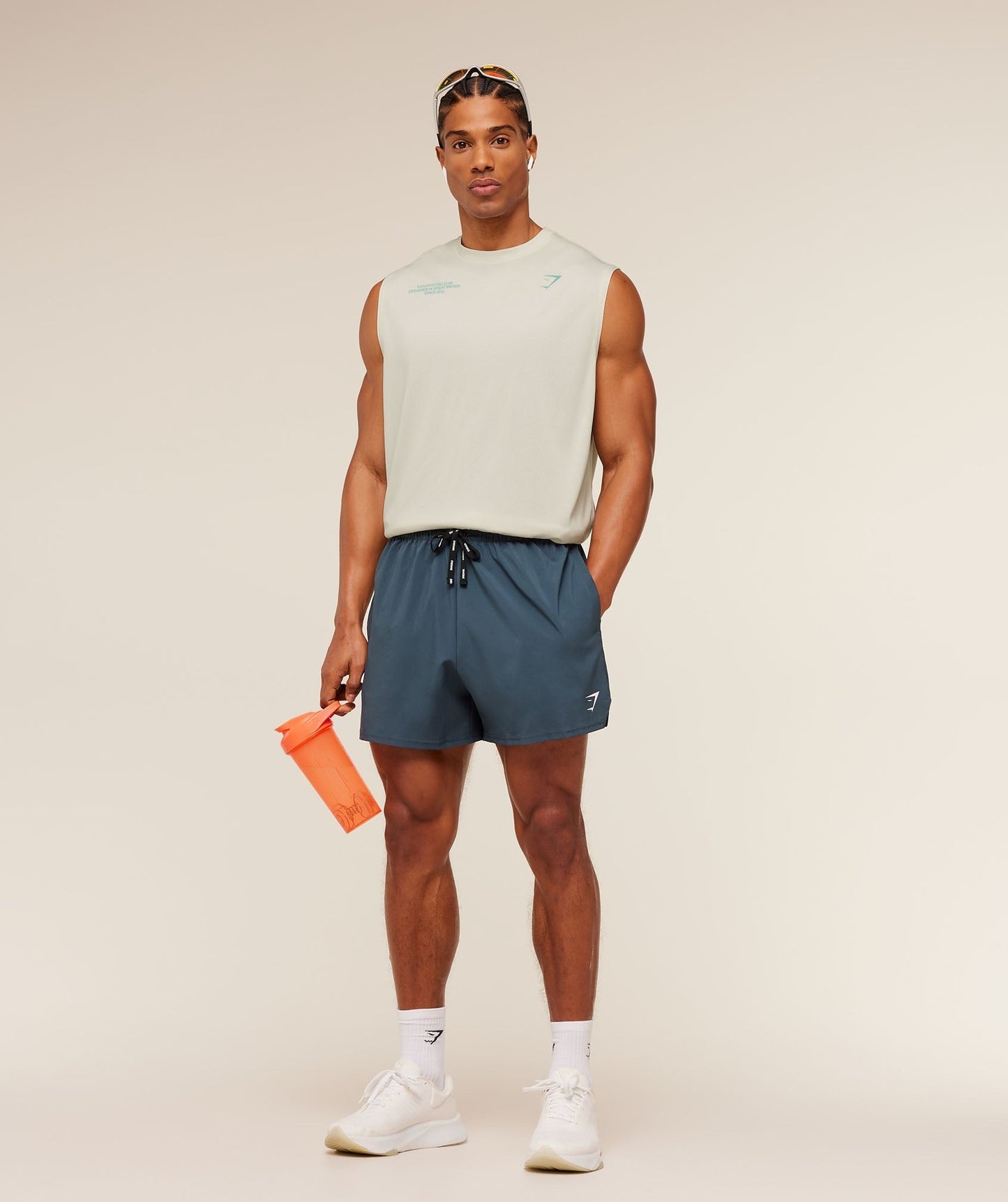 Gymshark Conditioning Club Washed Tank - Soft White/Pop Turquoise/Wash