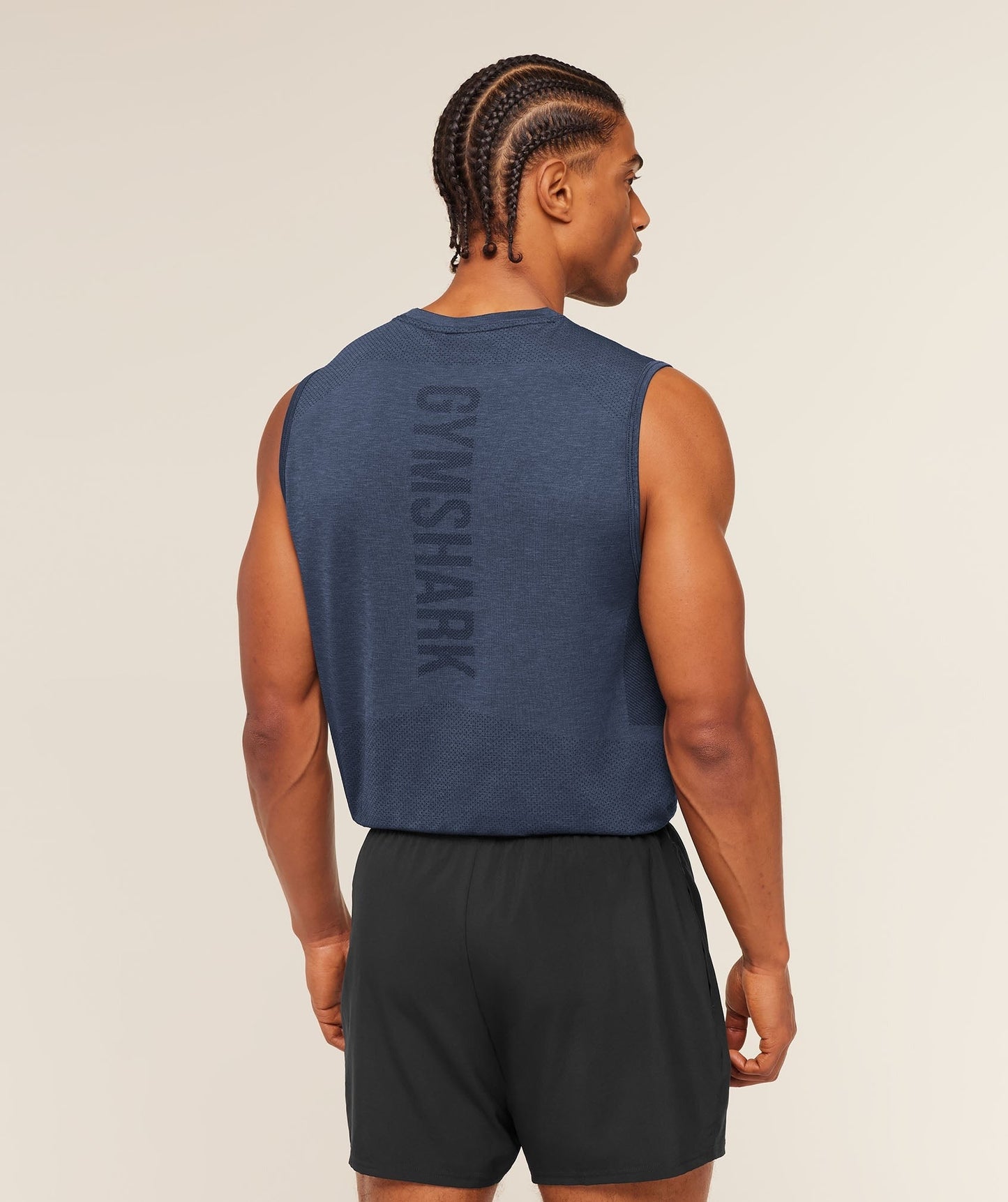 Gymshark Lightweight Seamless Tank - Heavy Blue/Marl