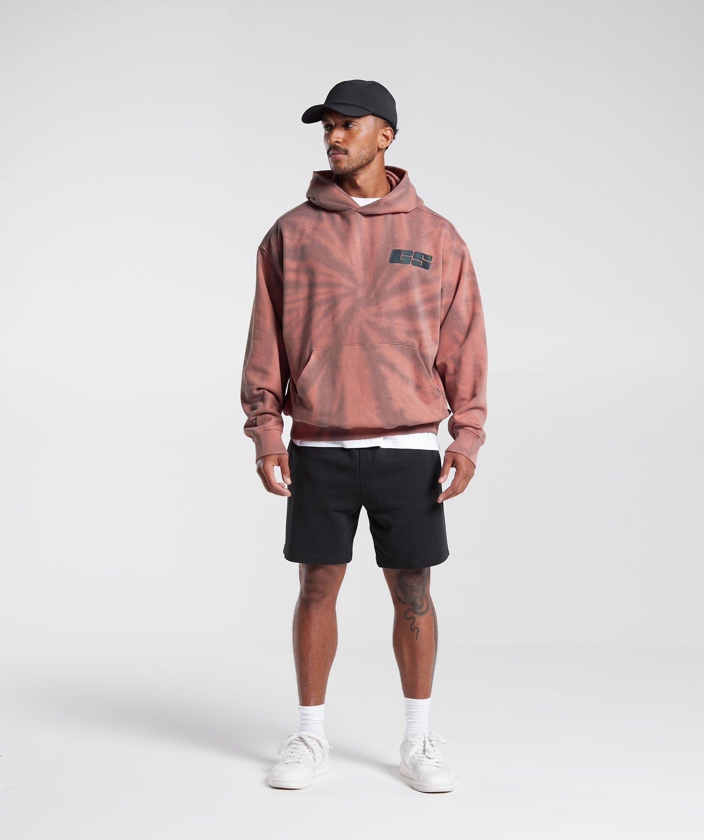 Gymshark Rest Day Hoodie - Terracotta Pink/Dusty Maroon/Spiral Optic Wash