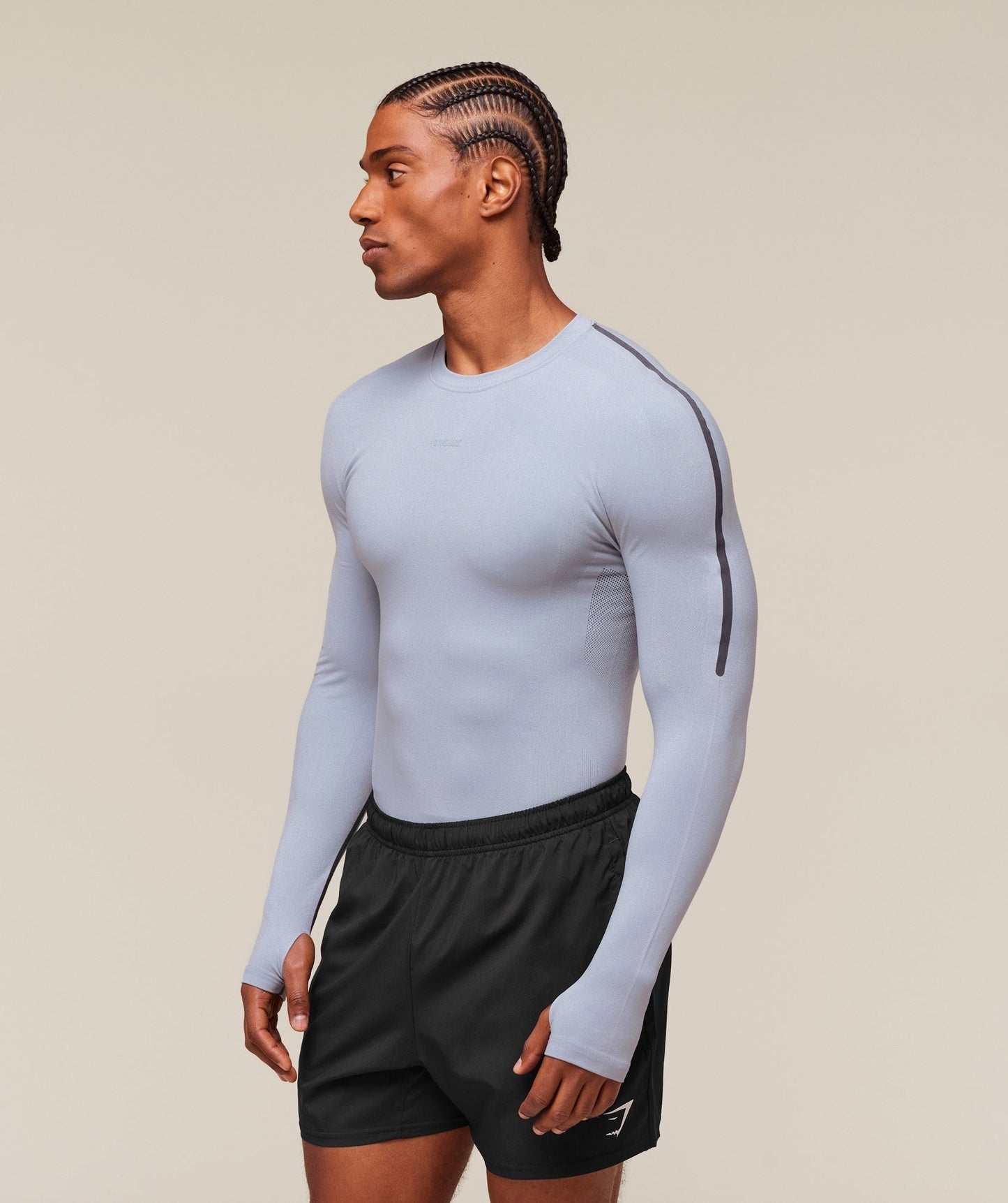 Gymshark everywear Warp Knit LS T-Shirt - Pale Blue