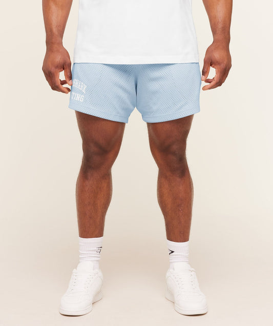 Gymshark Lifting Mesh 5" Shorts - Chilled Blue