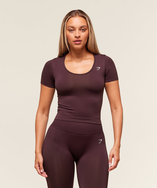 Gymshark Everyday Seamless Tight Fit Crew Neck Tee - Cherry Purple