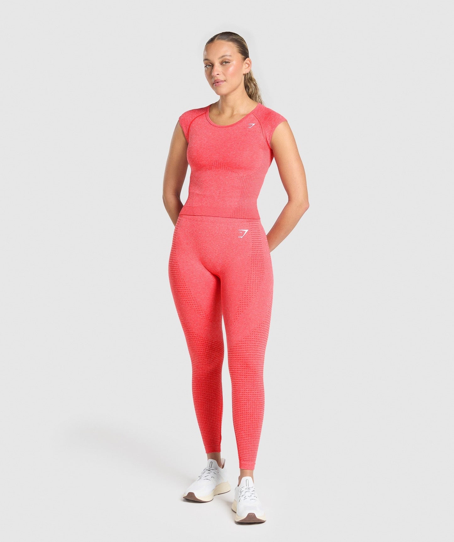 Gymshark Vital Scoop Neck Top - Coral Red Marl