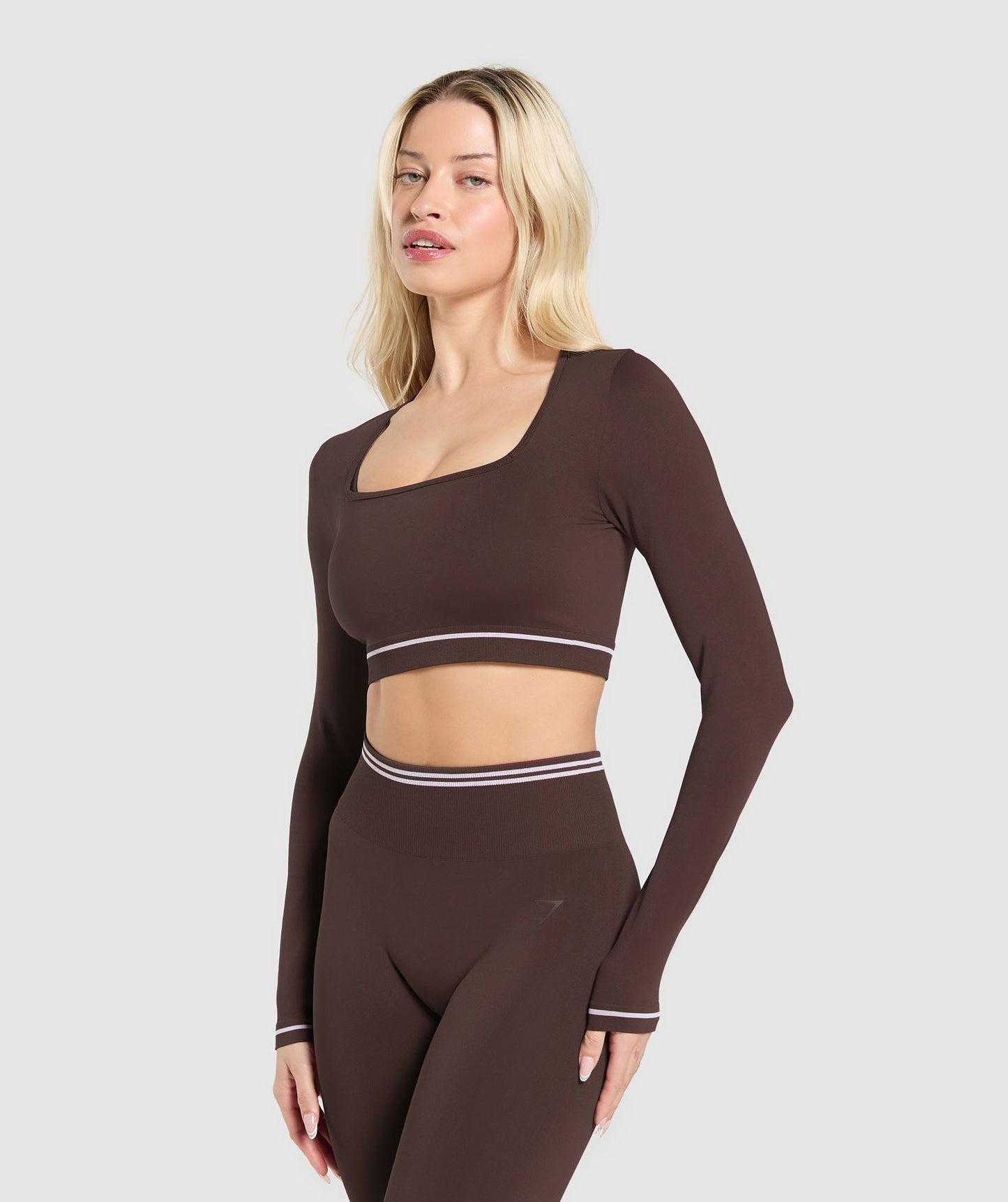 Gymshark Contrast Seamless Crop Top - Heritage Brown