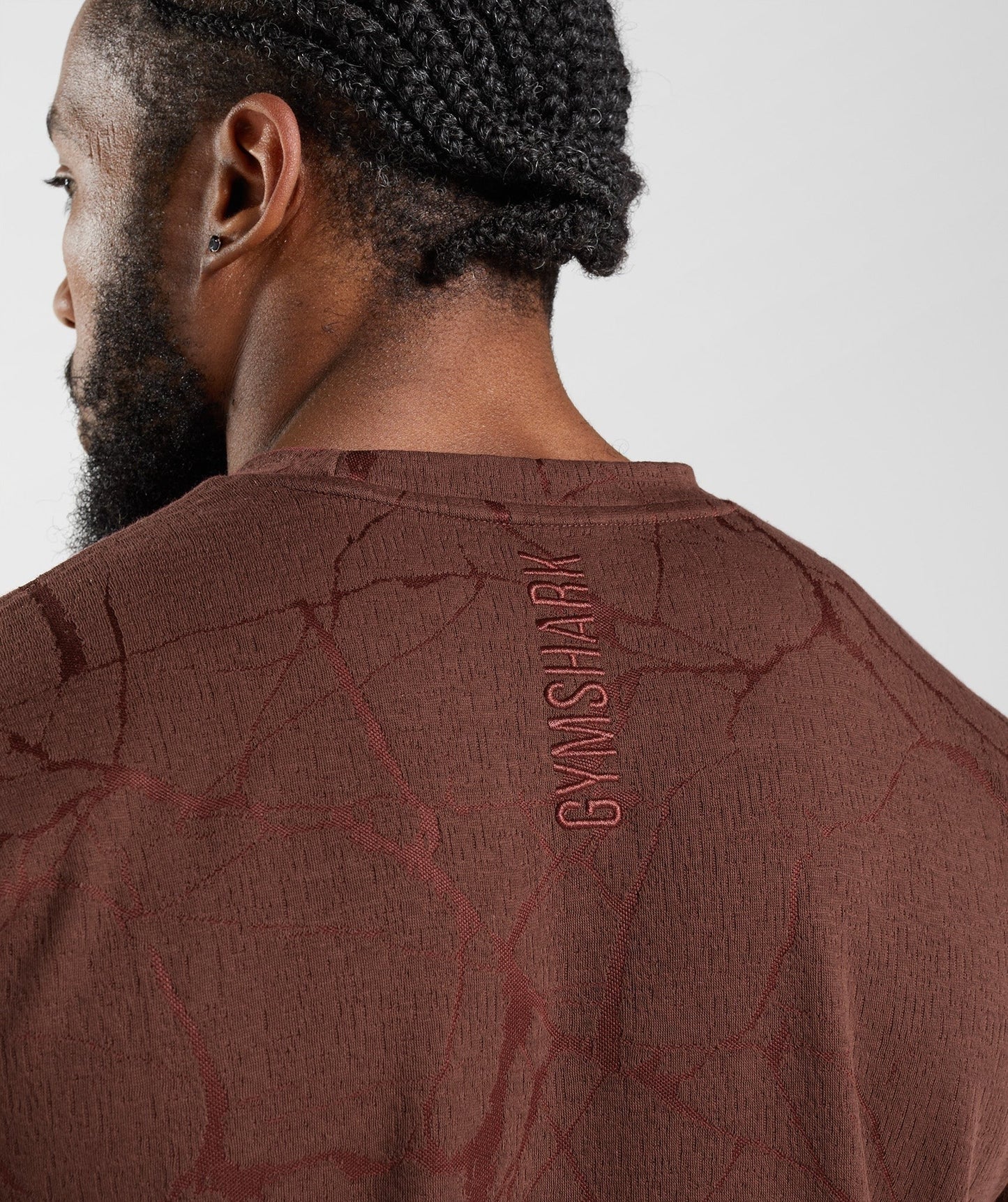 Gymshark Power Short Sleeve Crew - Cherry Brown Print