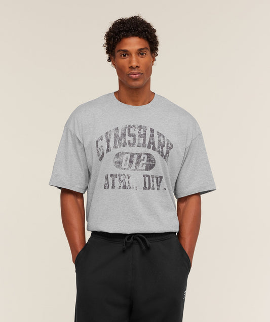 Gymshark Athletic Division Graphic T-Shirt - Light Grey Core Marl