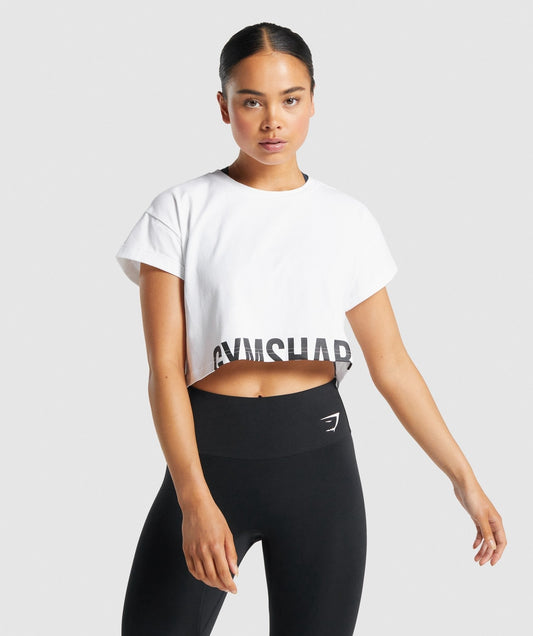 Gymshark Fraction Crop Top - White