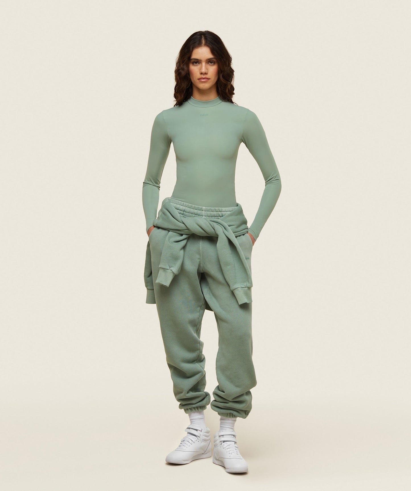 Gymshark everywear Long Sleeve Active Bodysuit - Dollar Green