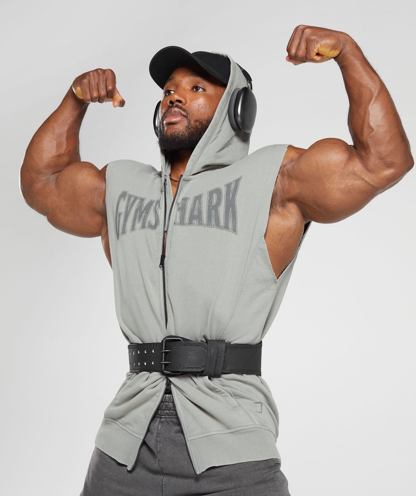 Gymshark Heritage Washed Sleeveless Zip Hoodie - Smokey Grey