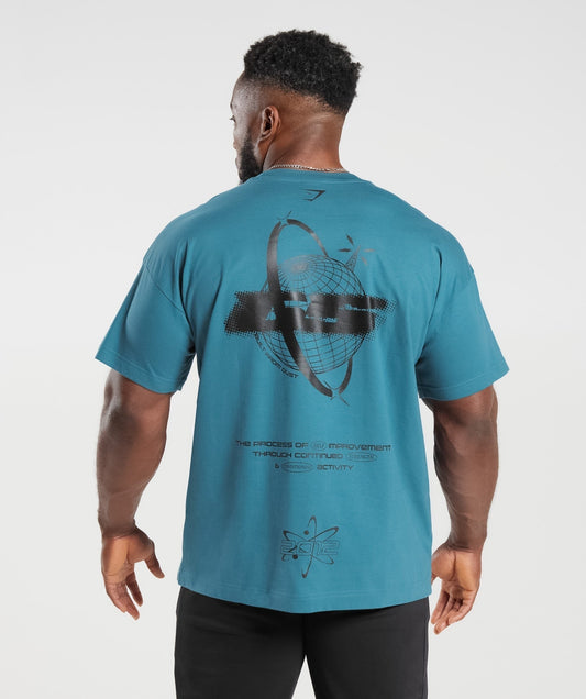 Gymshark Intergalactic Lifting Oversized T-Shirt - Terrace Blue