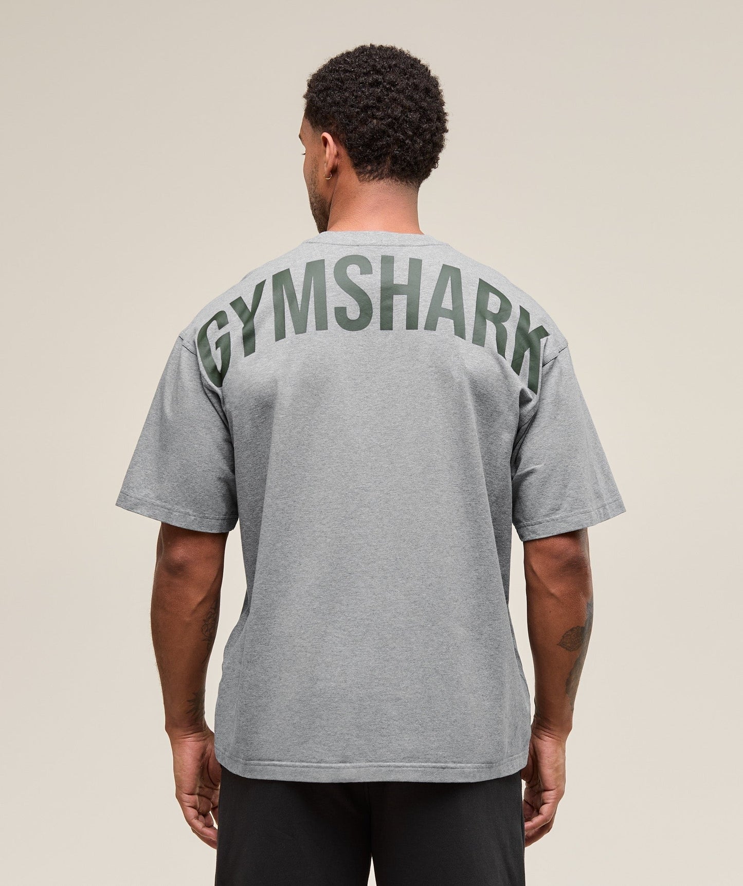 Gymshark Power T-Shirt - Charcoal Core Marl/Trail Green