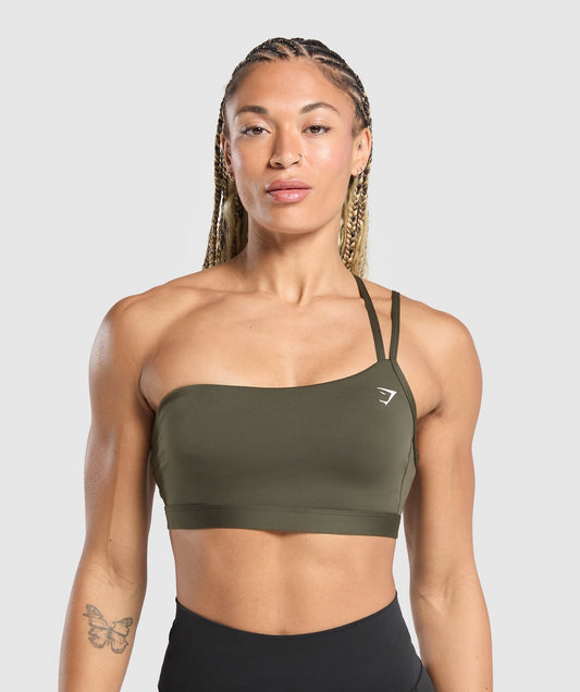Gymshark One Shoulder Sports Bra - Weighted Green