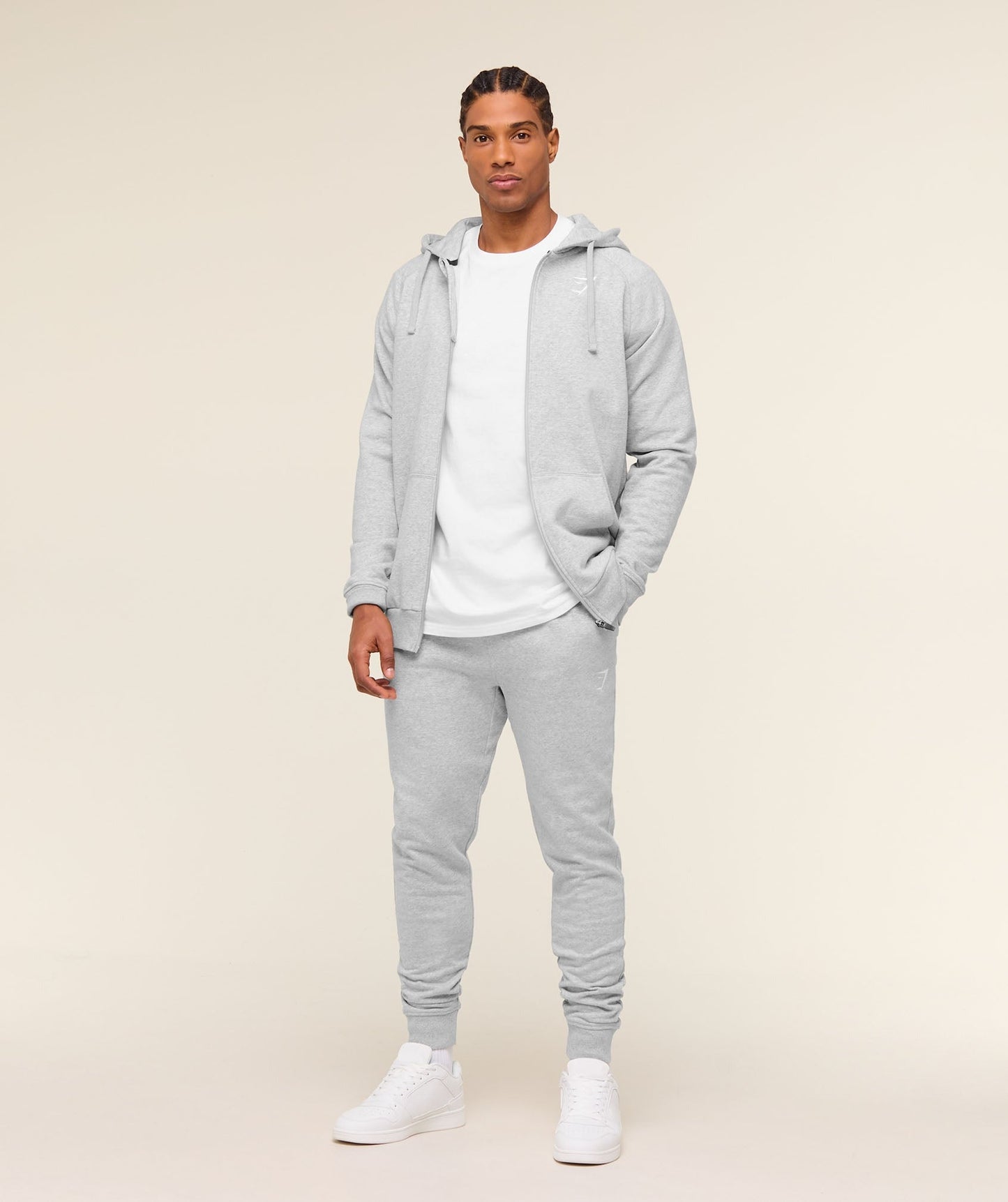 Gymshark Crest Joggers - Light Grey Marl