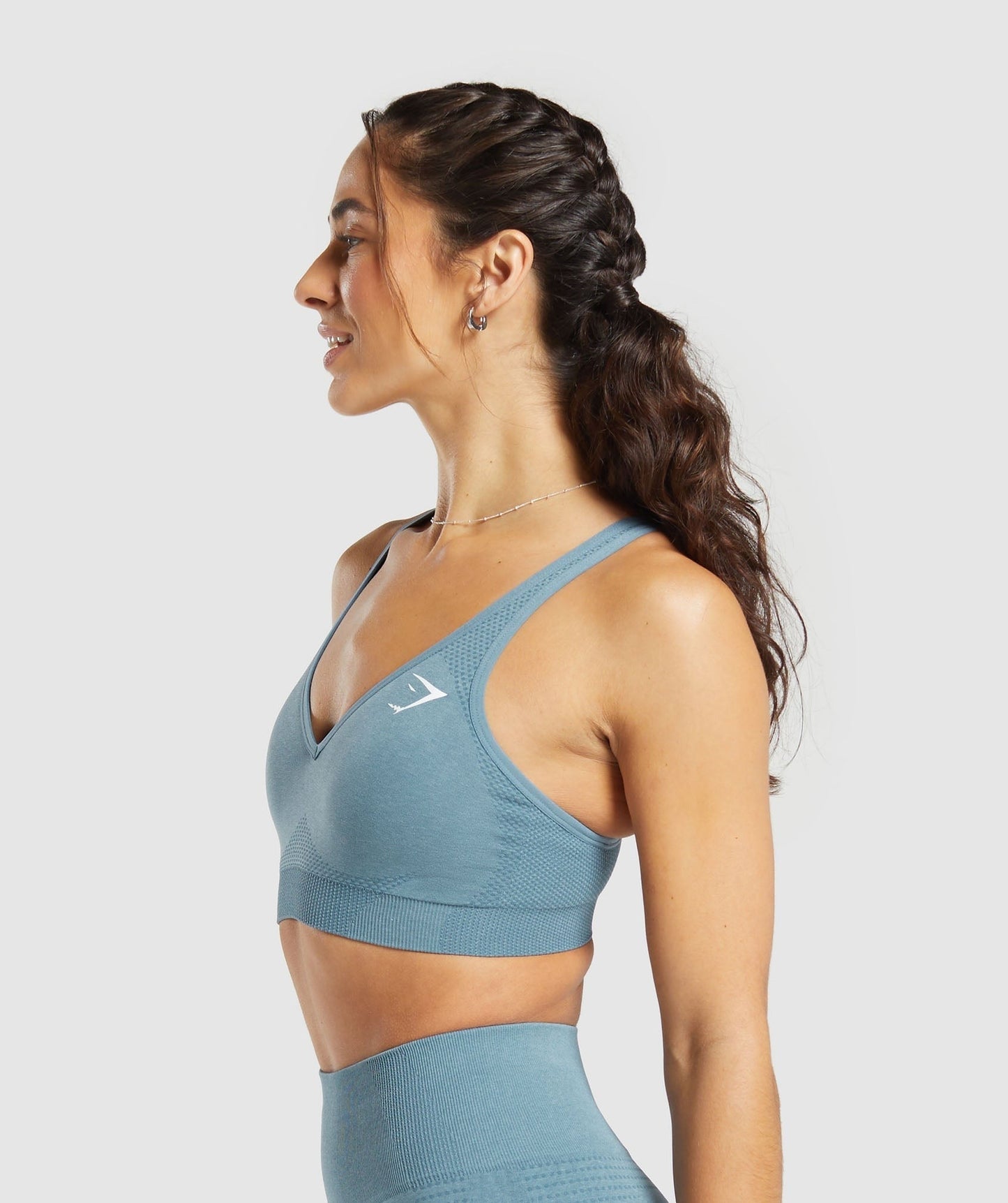 Gymshark Vital V Neck Sports Bra - Faded Blue Marl