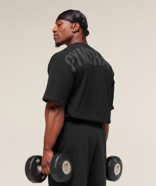 Gymshark Power T-Shirt - Black/Asphalt Grey