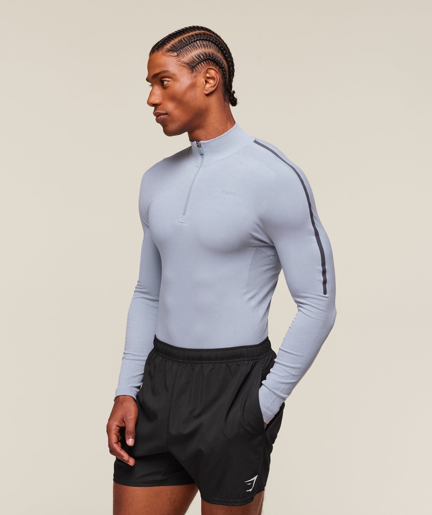 Gymshark everywear Warp Knit 1/4 Zip - Pale Blue