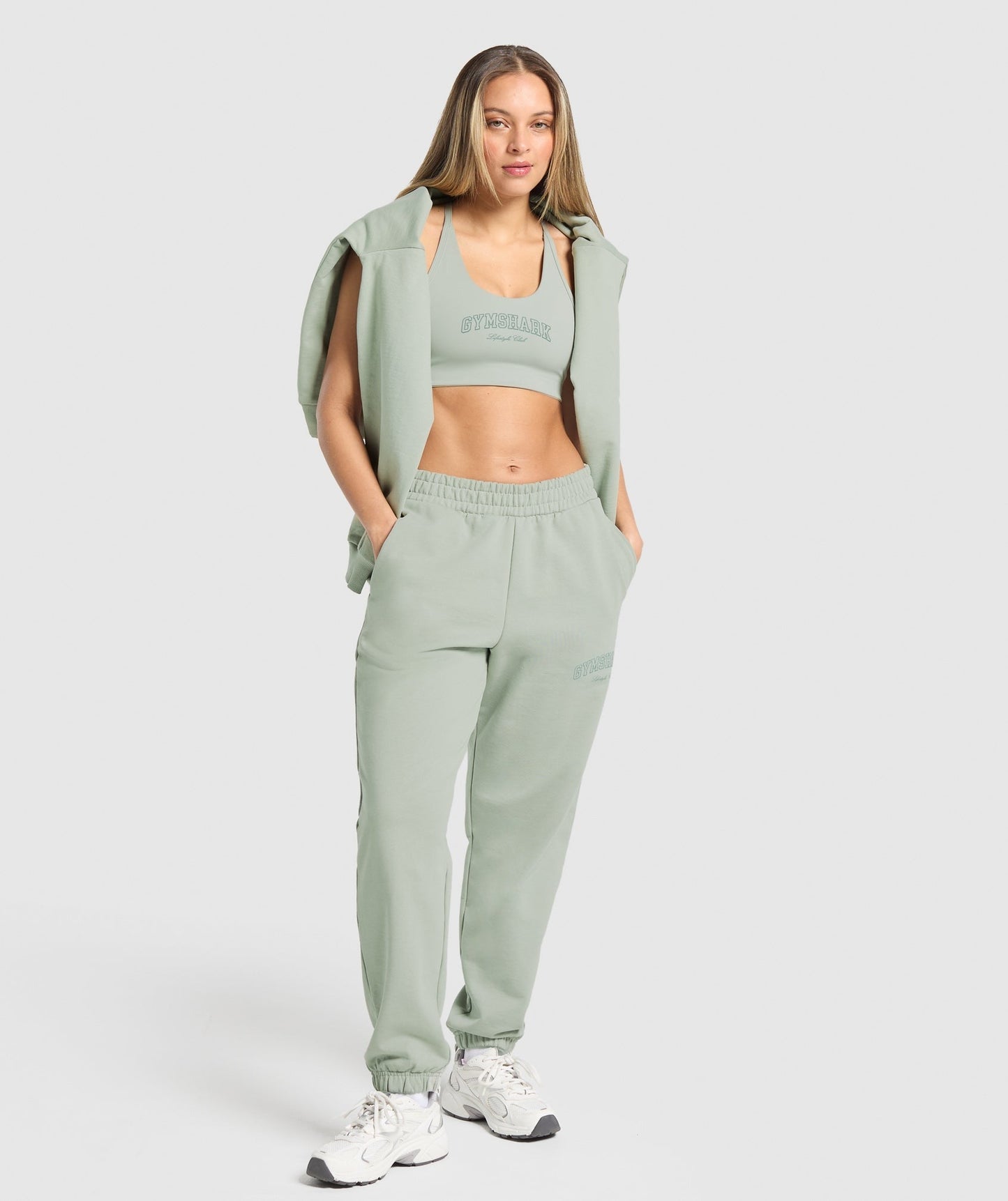 Gymshark Campus Classics Graphic Joggers - Stone Grey