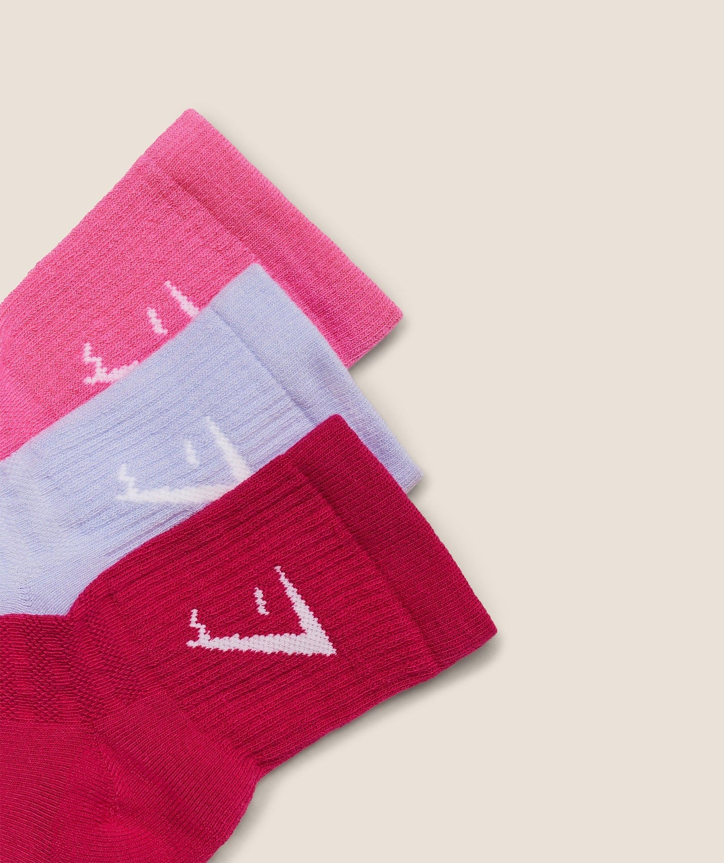 Gymshark Midi 3pk Socks - Build Pink/Energy Pink/Peri Blue