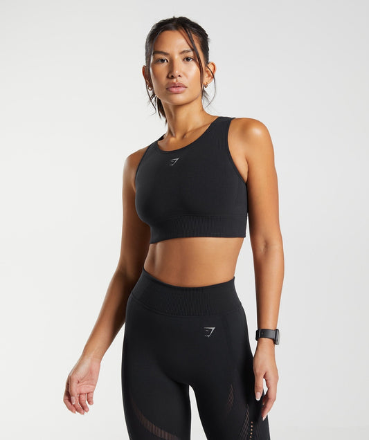 Gymshark Warp Knit Crop Top - Black