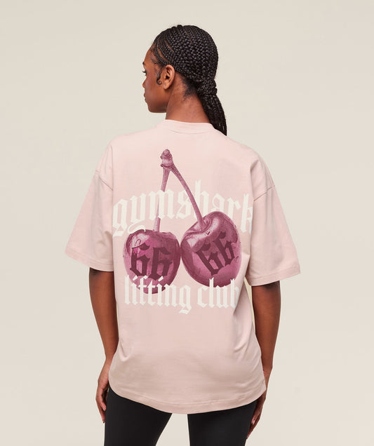 Gymshark Cherry Graphic Oversized T-Shirt - Lift Pink