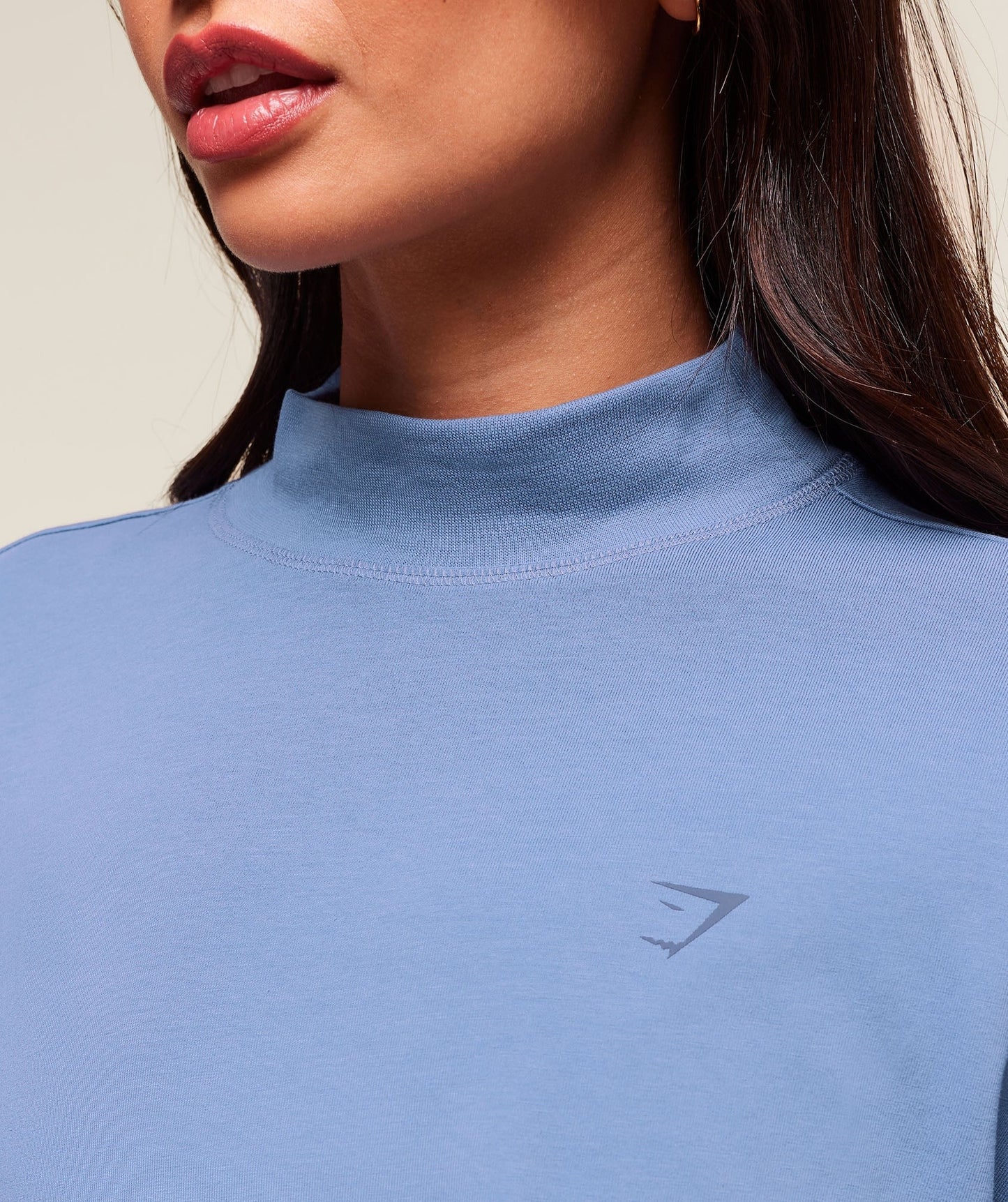 Gymshark Covered Longline Cotton Long Sleeve Top - Worn Blue