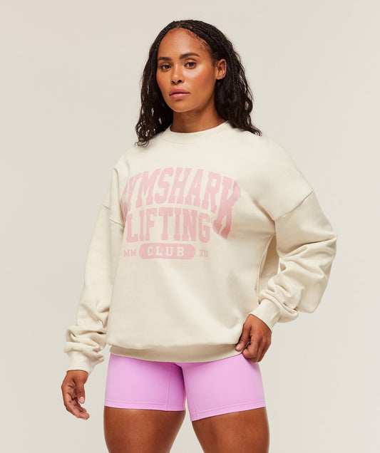 Gymshark Lifting Club Graphic Oversized Crew Neck - Oat White