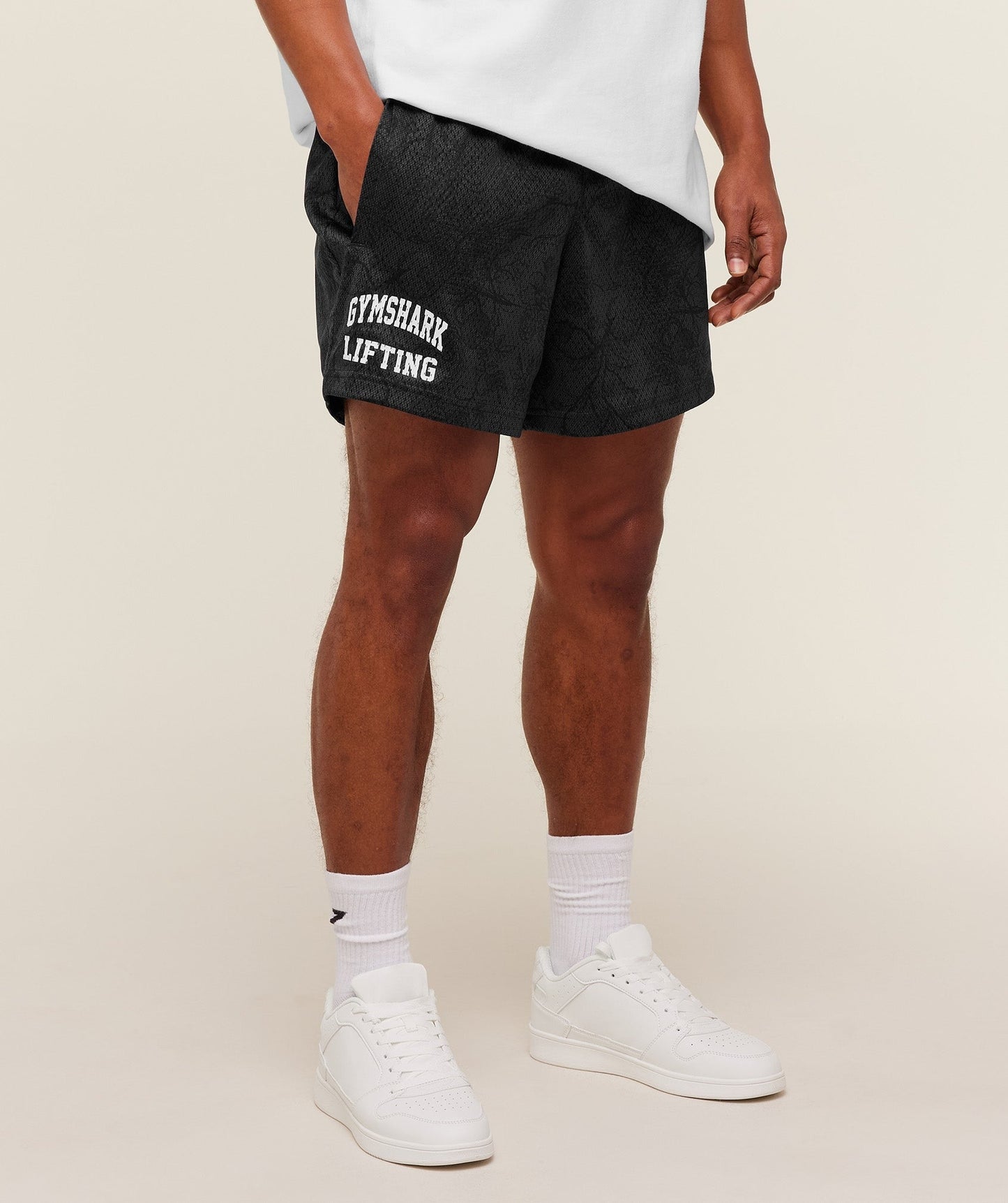 Gymshark Lifting Mesh 5" Shorts - Black/Grey
