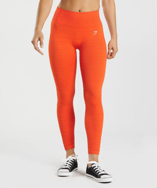 Gymshark Adapt Marl Seamless Leggings - Pepper Red/Zesty Orange