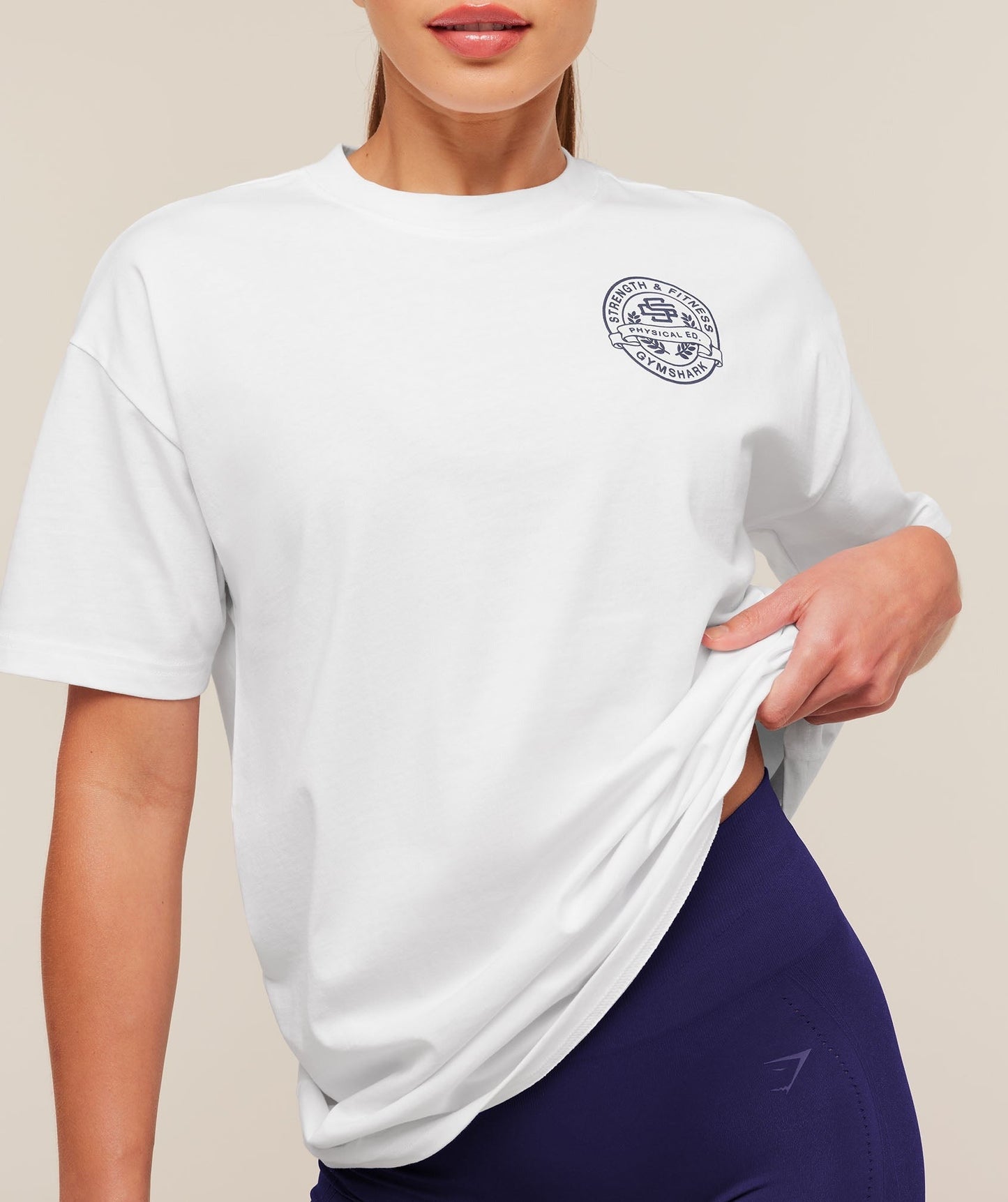 Gymshark Strength and Fitness Crest Graphic T-Shirt - White