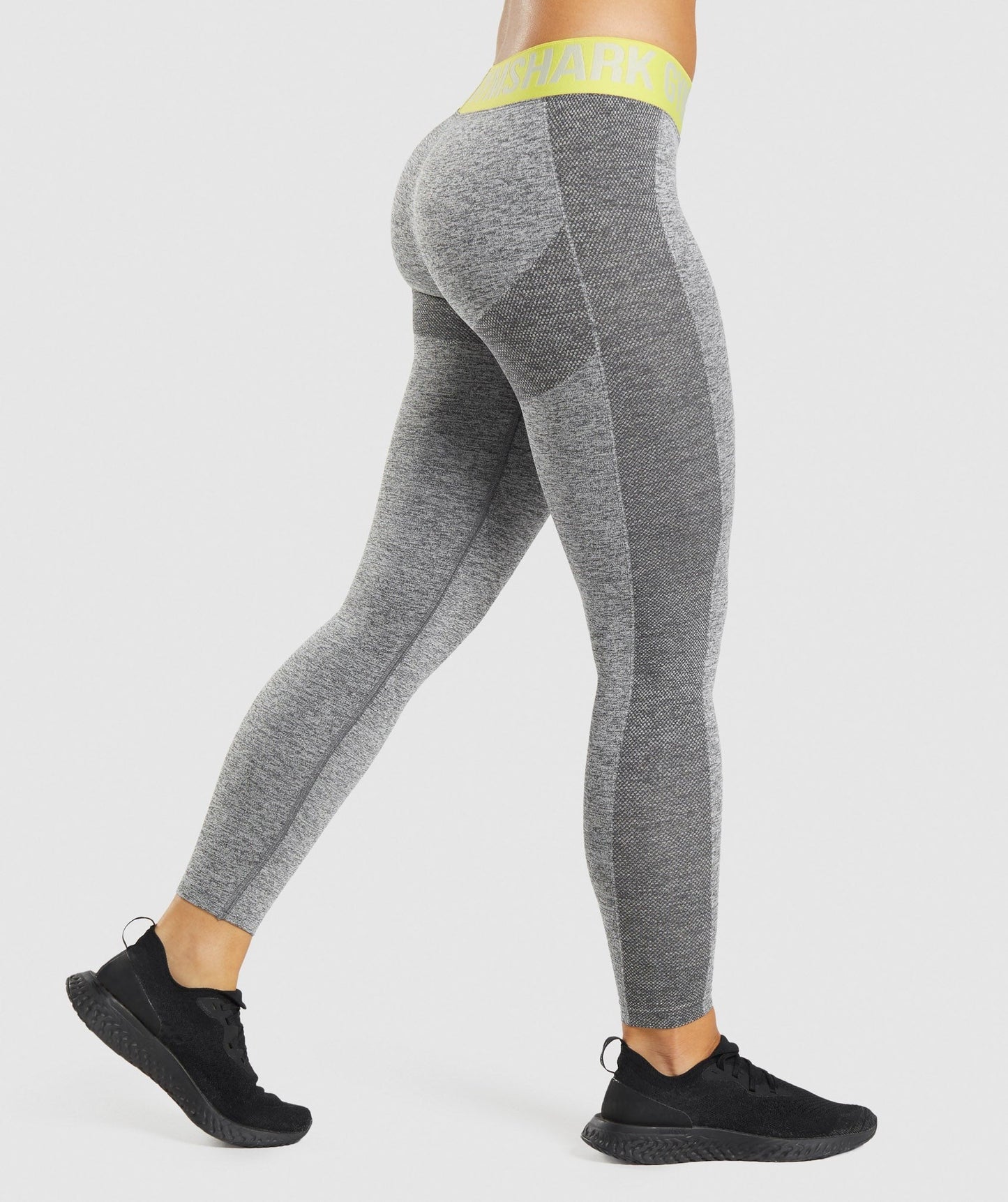 Gymshark Flex Low Rise Leggings - Charcoal Marl/Glitch Yellow