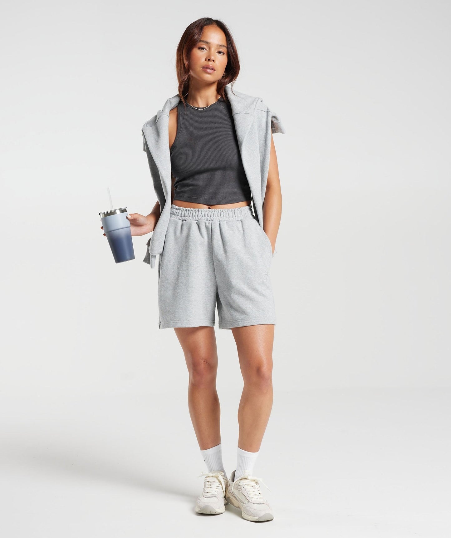 Gymshark Cotton Rib Midi Tank - Onyx Grey