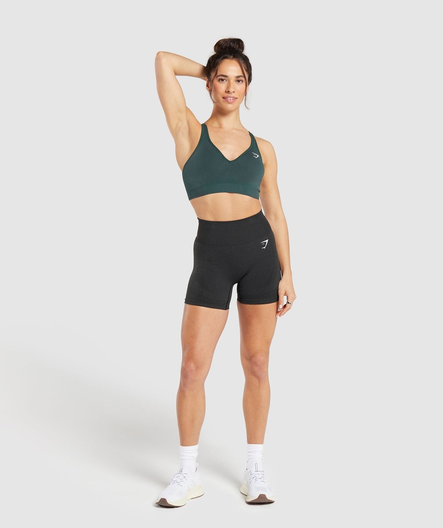 Gymshark Vital V Neck Sports Bra - Woodland Green Marl