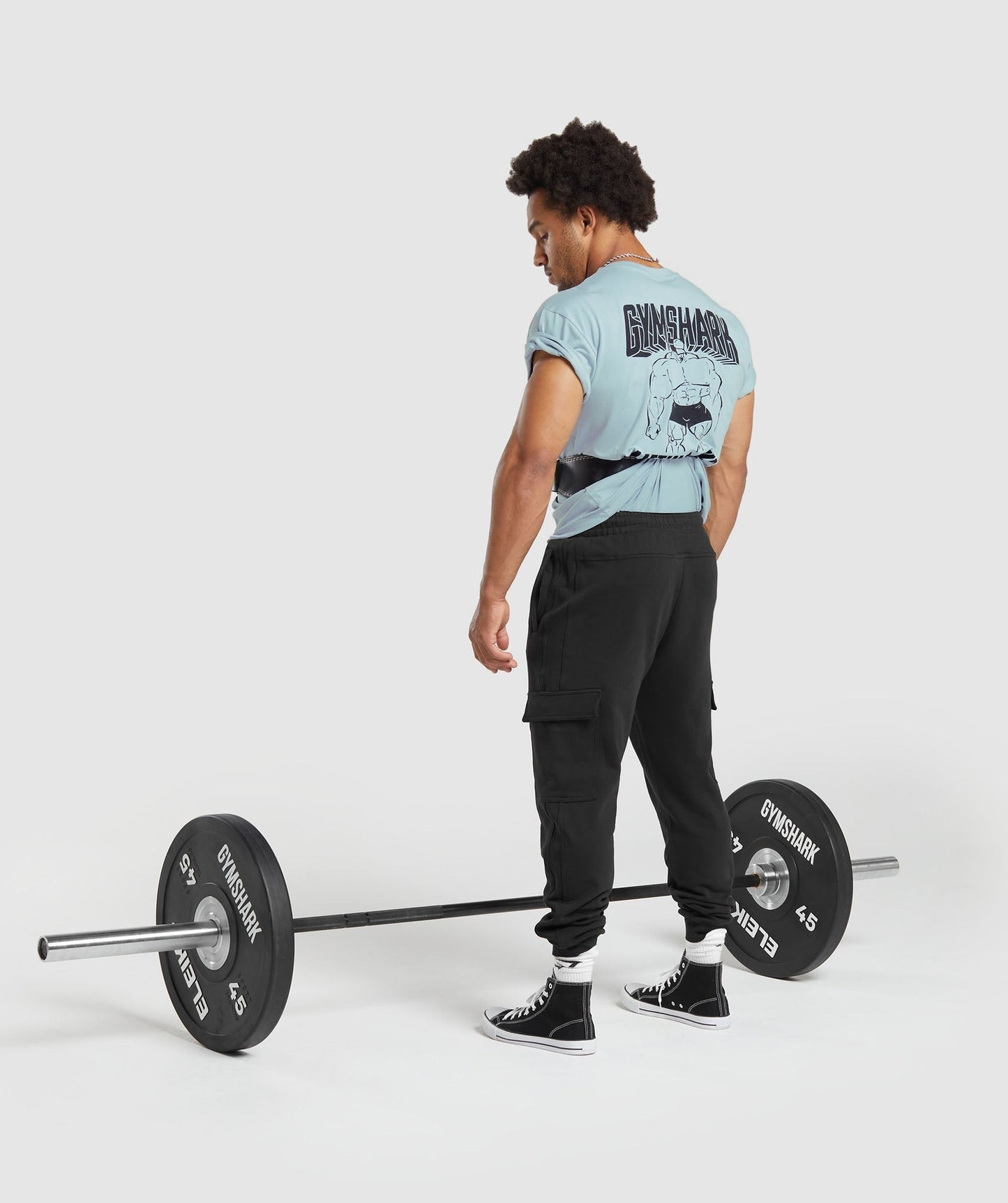 Gymshark Cartoon Lifting T-Shirt - Salt Blue