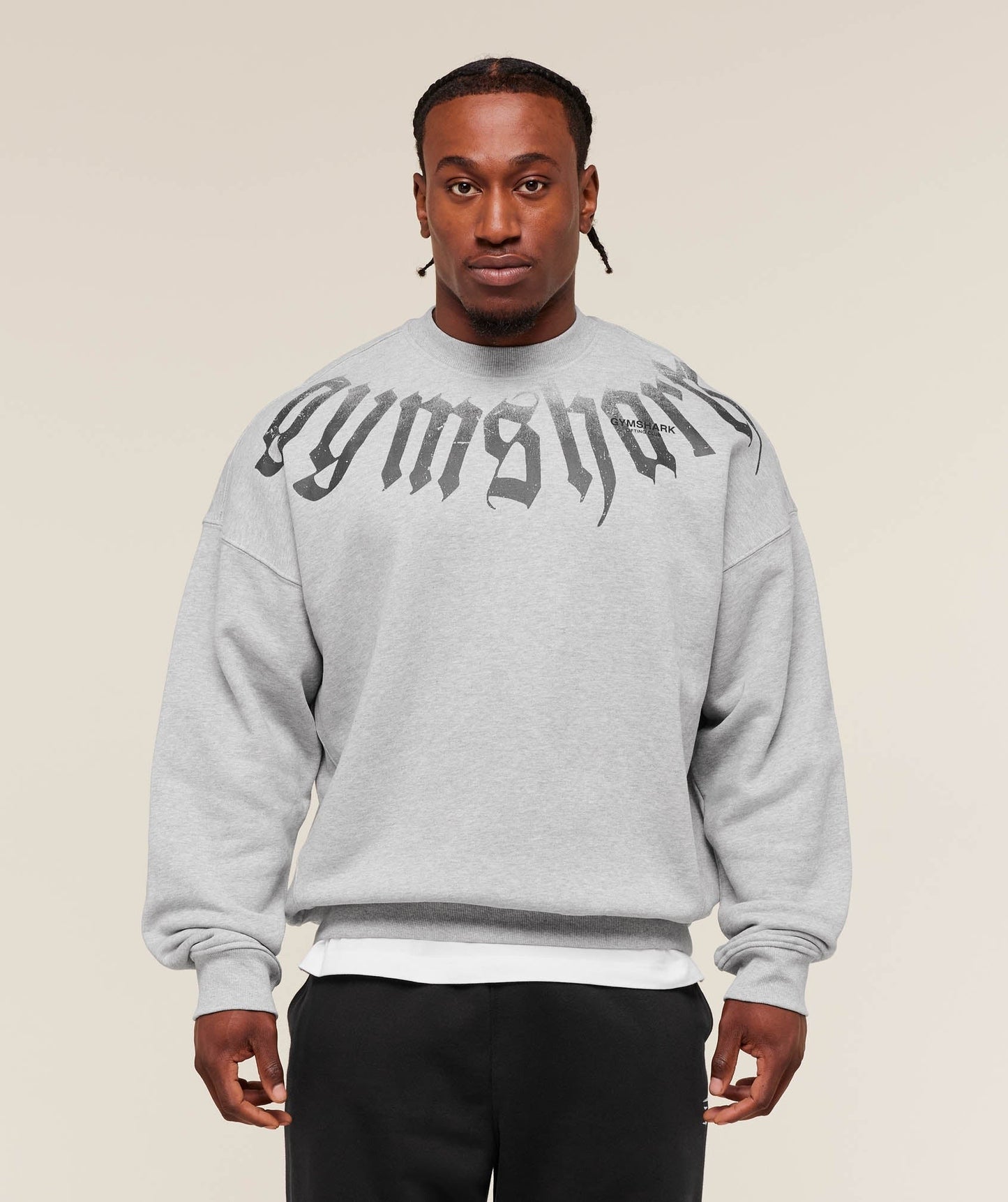 Gymshark Fade Graphic Crew - Light Grey Core Marl