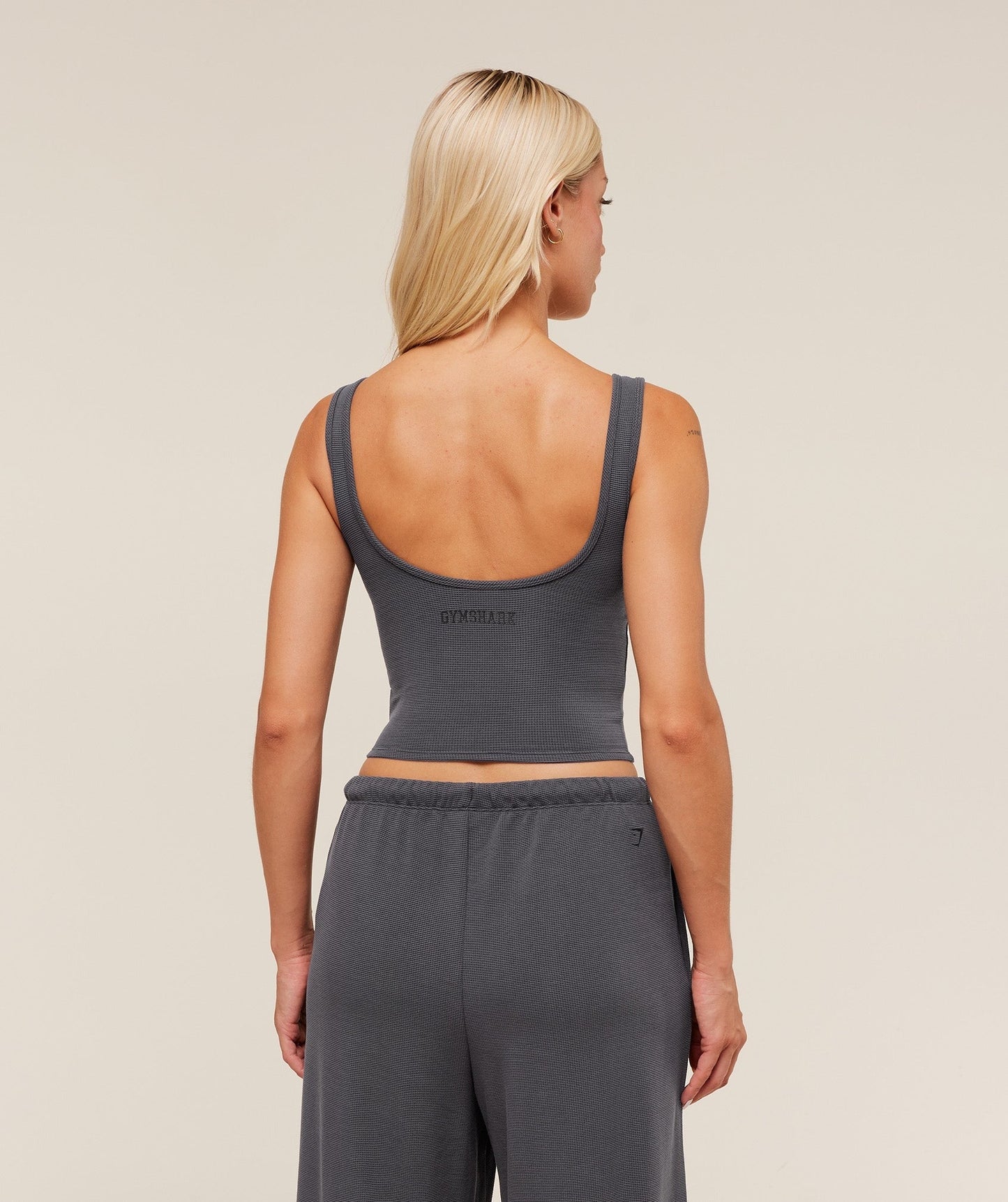 Gymshark Waffle Cropped Tank - Grey