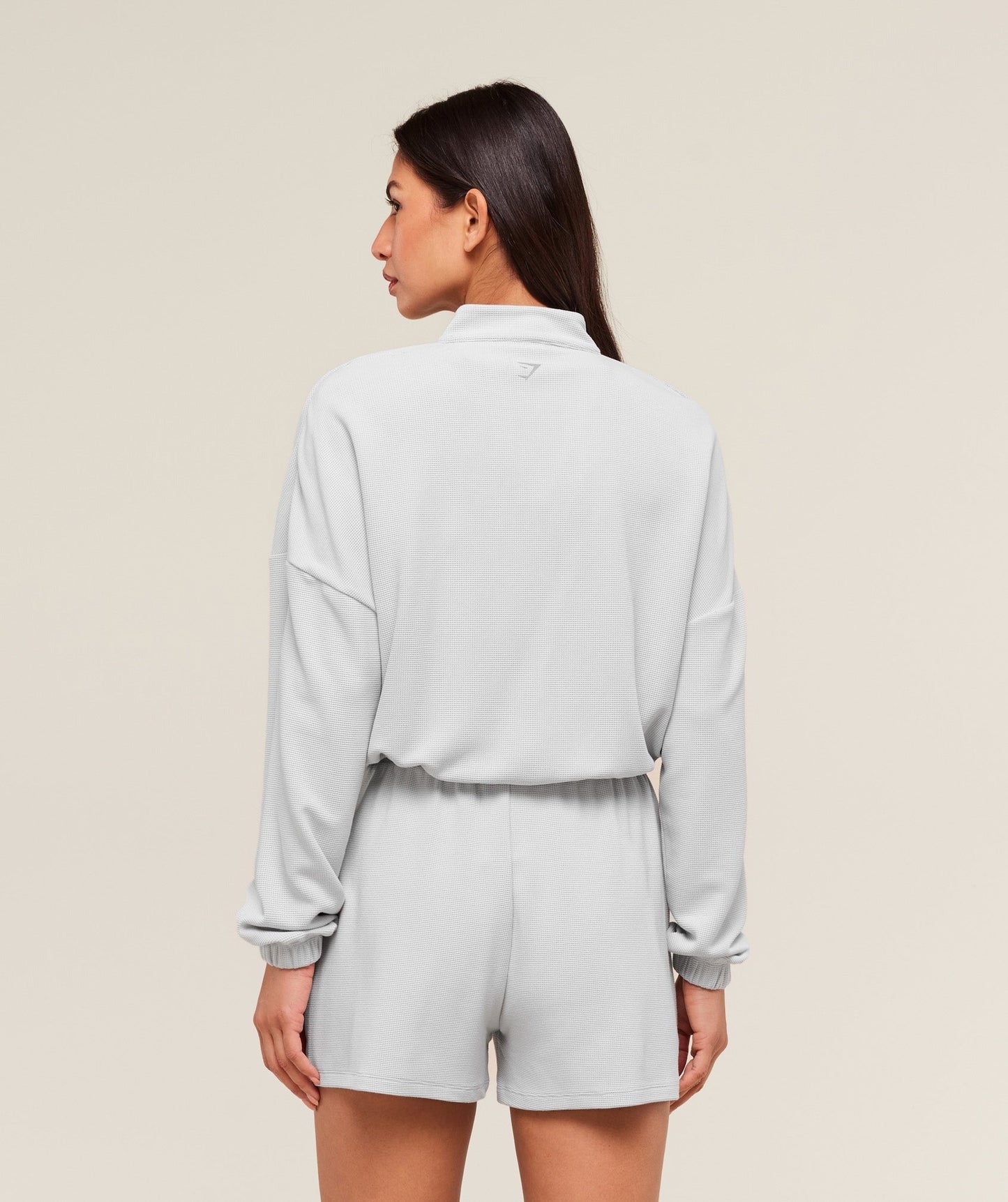 Gymshark Waffle Midi Zip Up Jacket - Light Grey