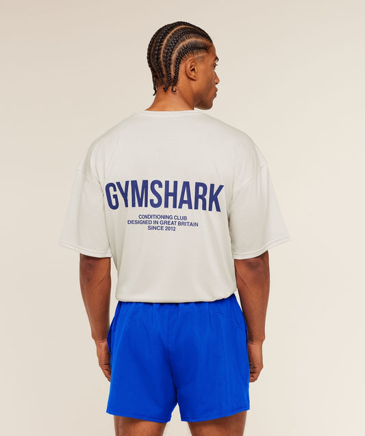 Gymshark Conditioning Club Oversized T-Shirt - Tinted White/Force Blue