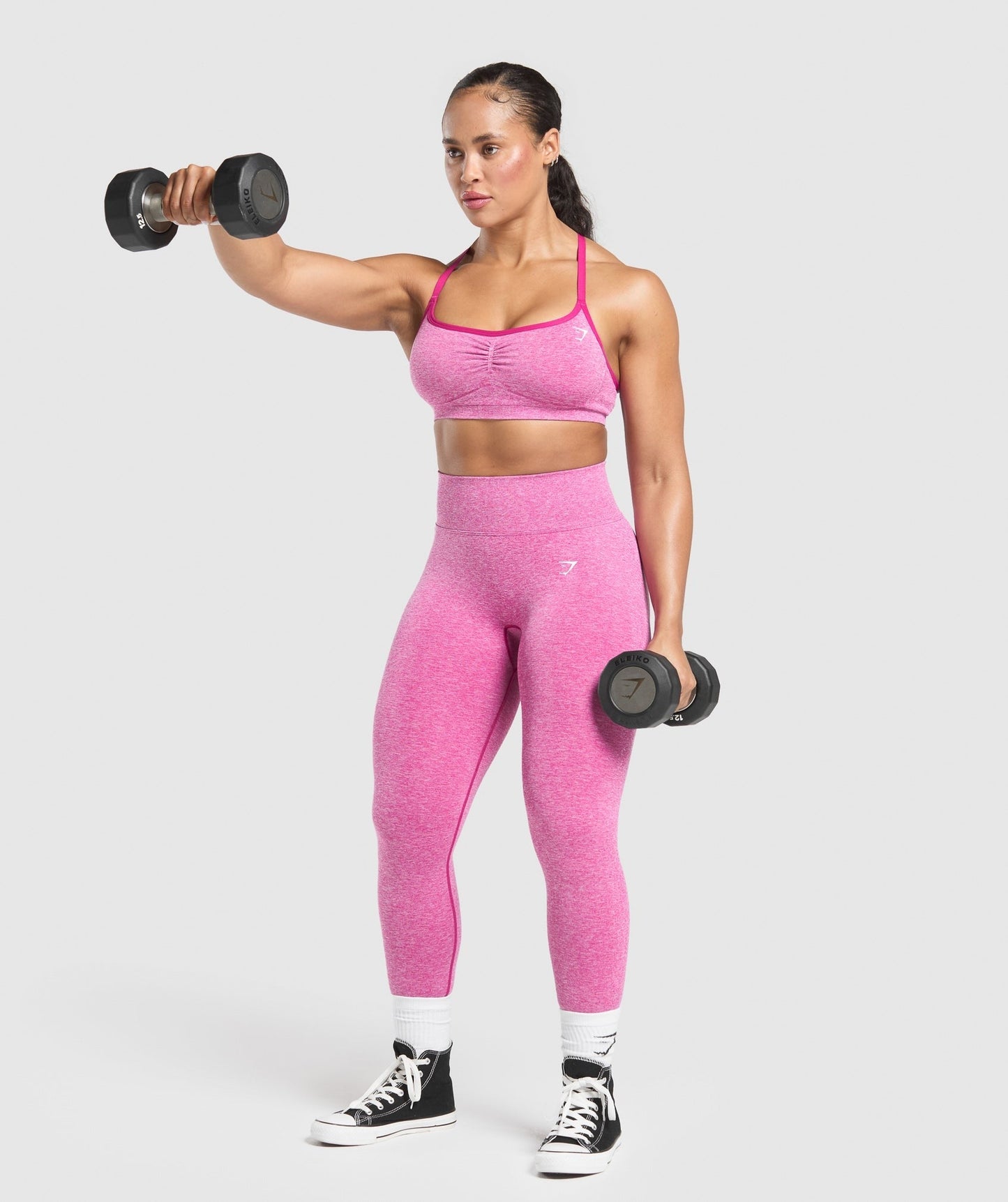 Gymshark Lift Seamless Leggings - Winning Pink/White Marl