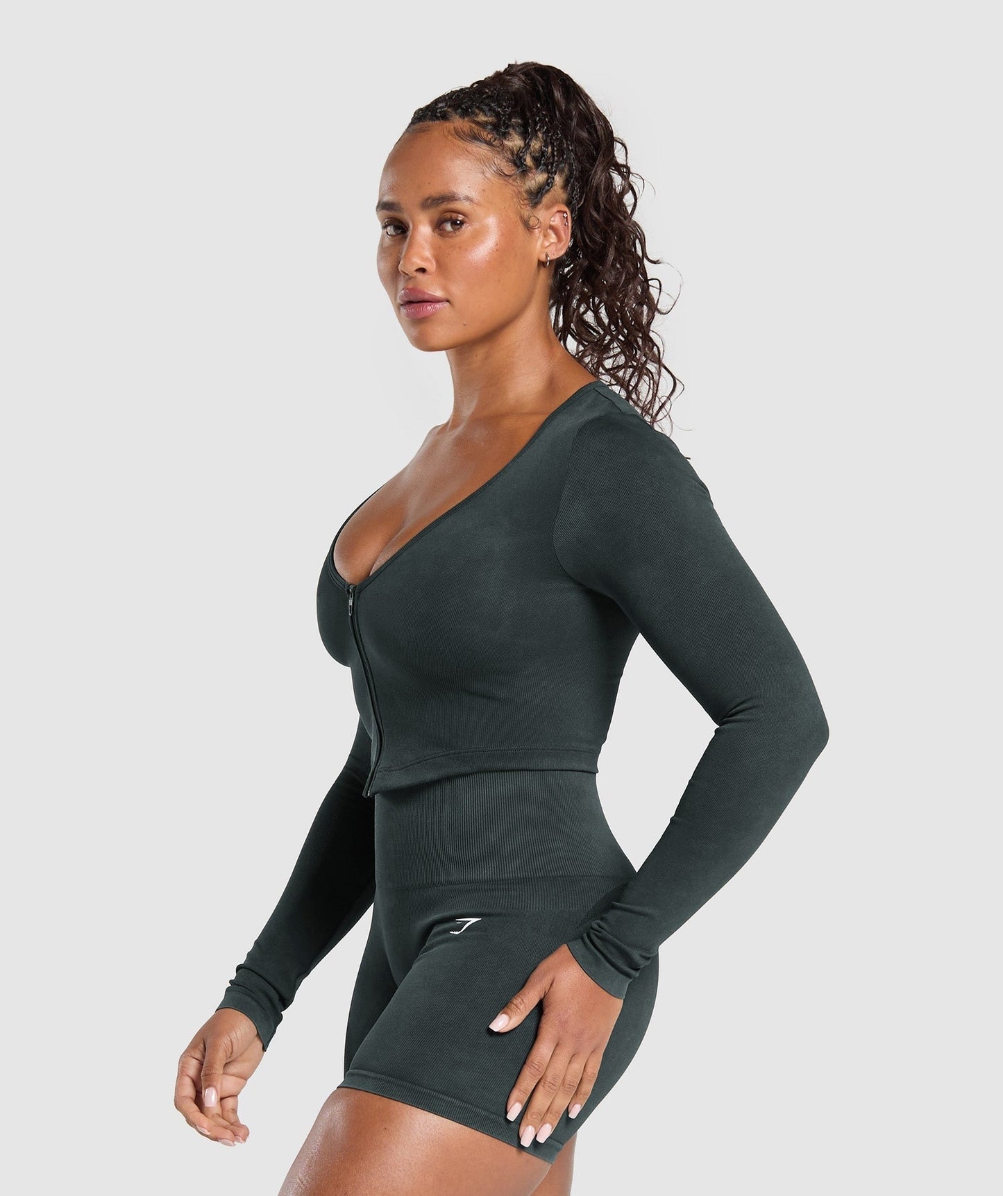 Gymshark Gains Seamless Washed Zip Up Jacket - Black