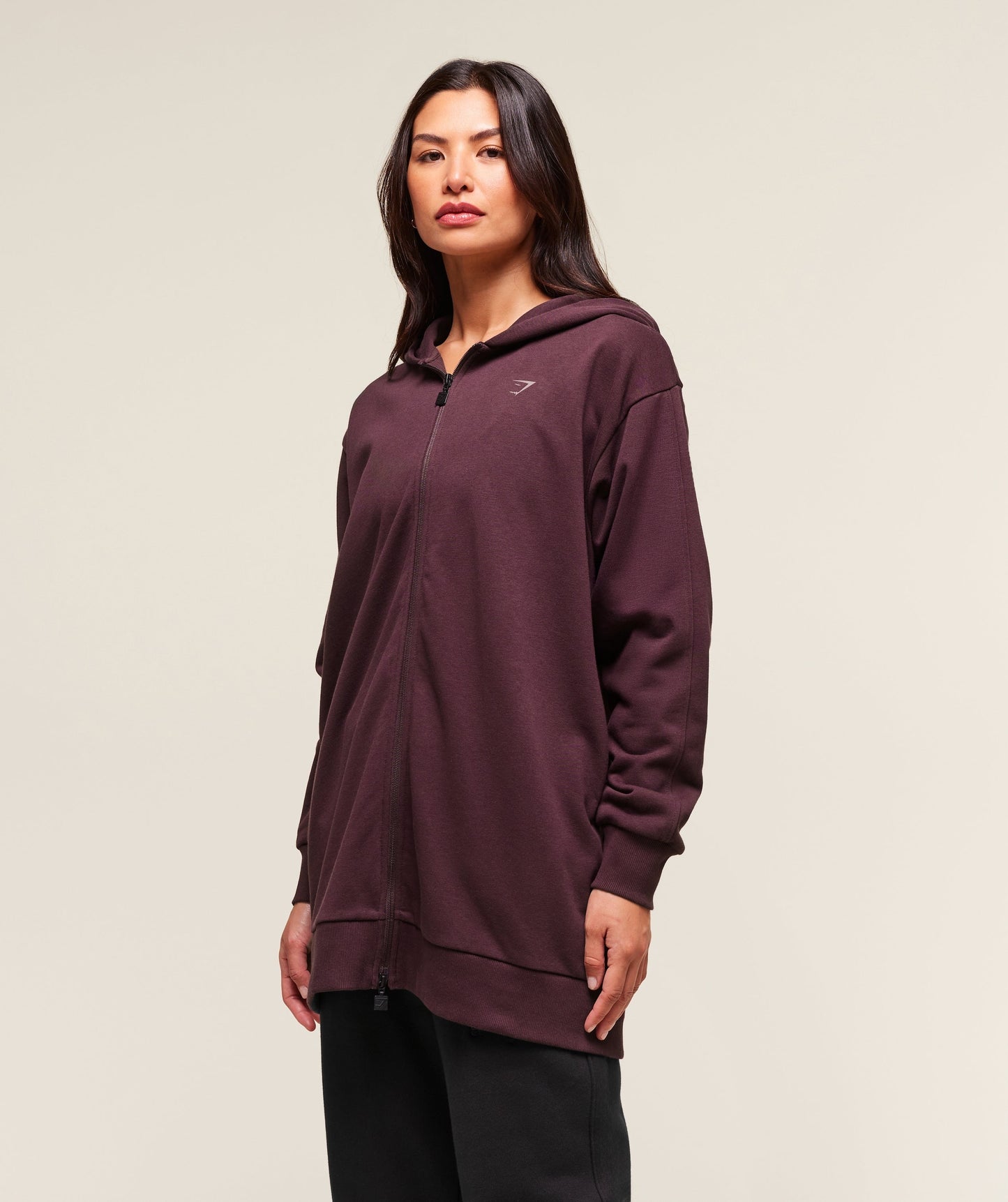 Gymshark Covered Longline Zip Up Hoodie - Cherry Purple