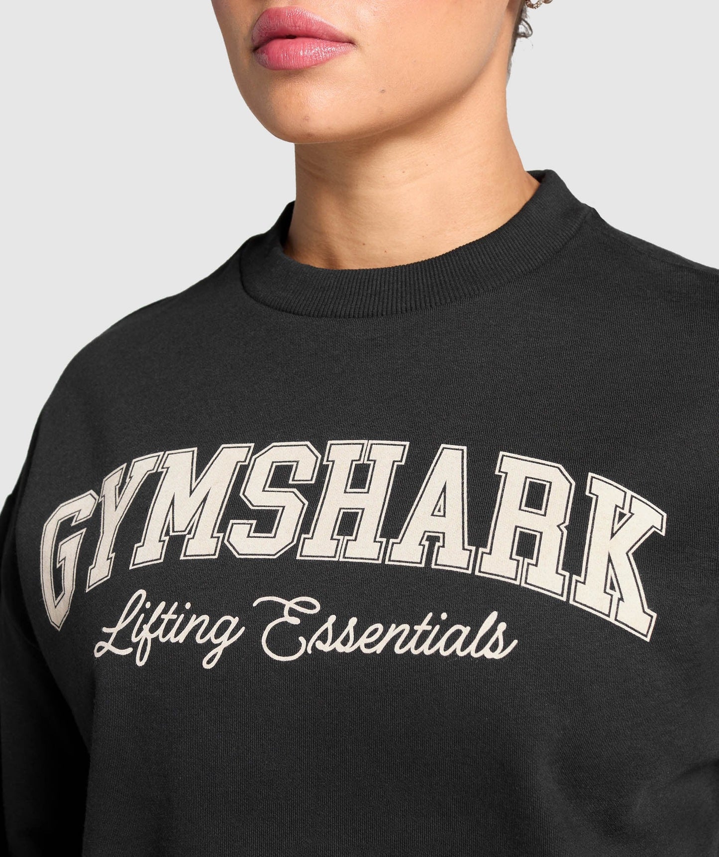 Gymshark Lifting Essentials Graphic Brushed Oversized Sweatshirt - Black