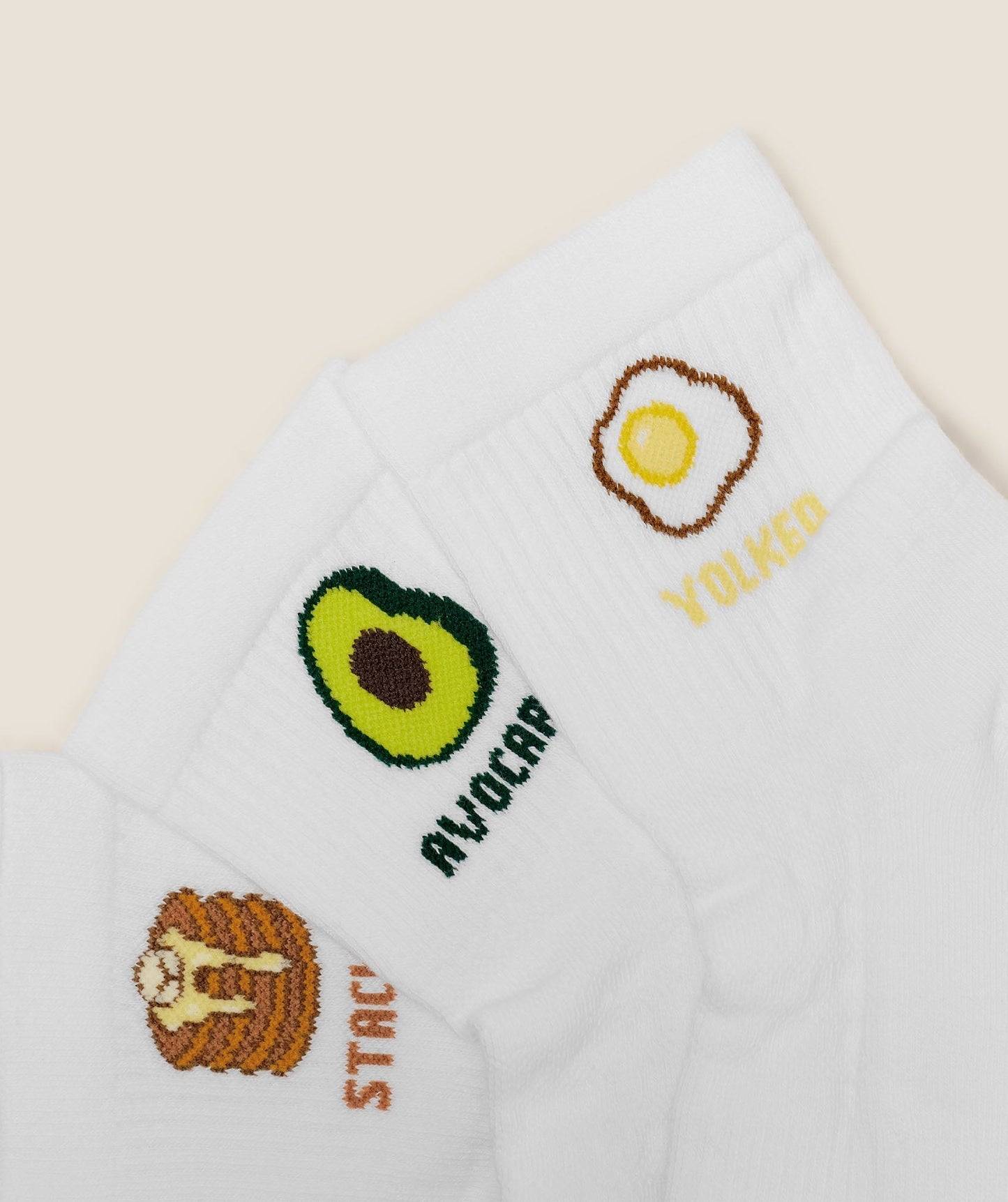 Gymshark Breakfast Graphic Midi Socks 3pk - White