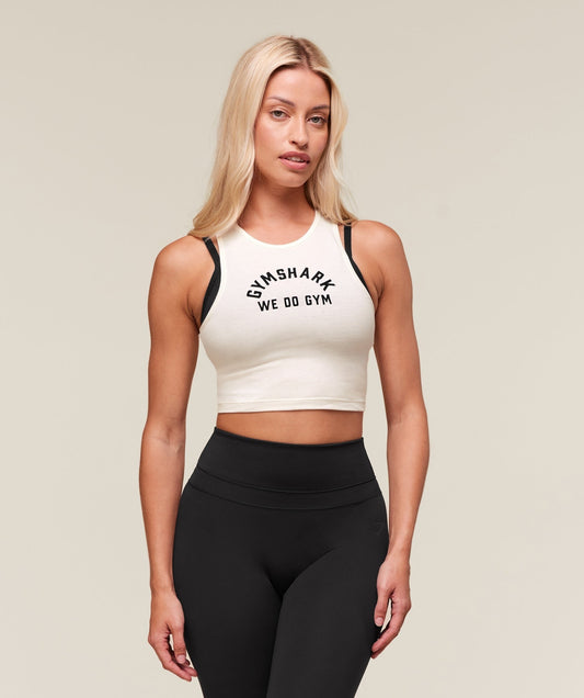 Gymshark We Do Gym Graphic Cropped Tank - Soft White